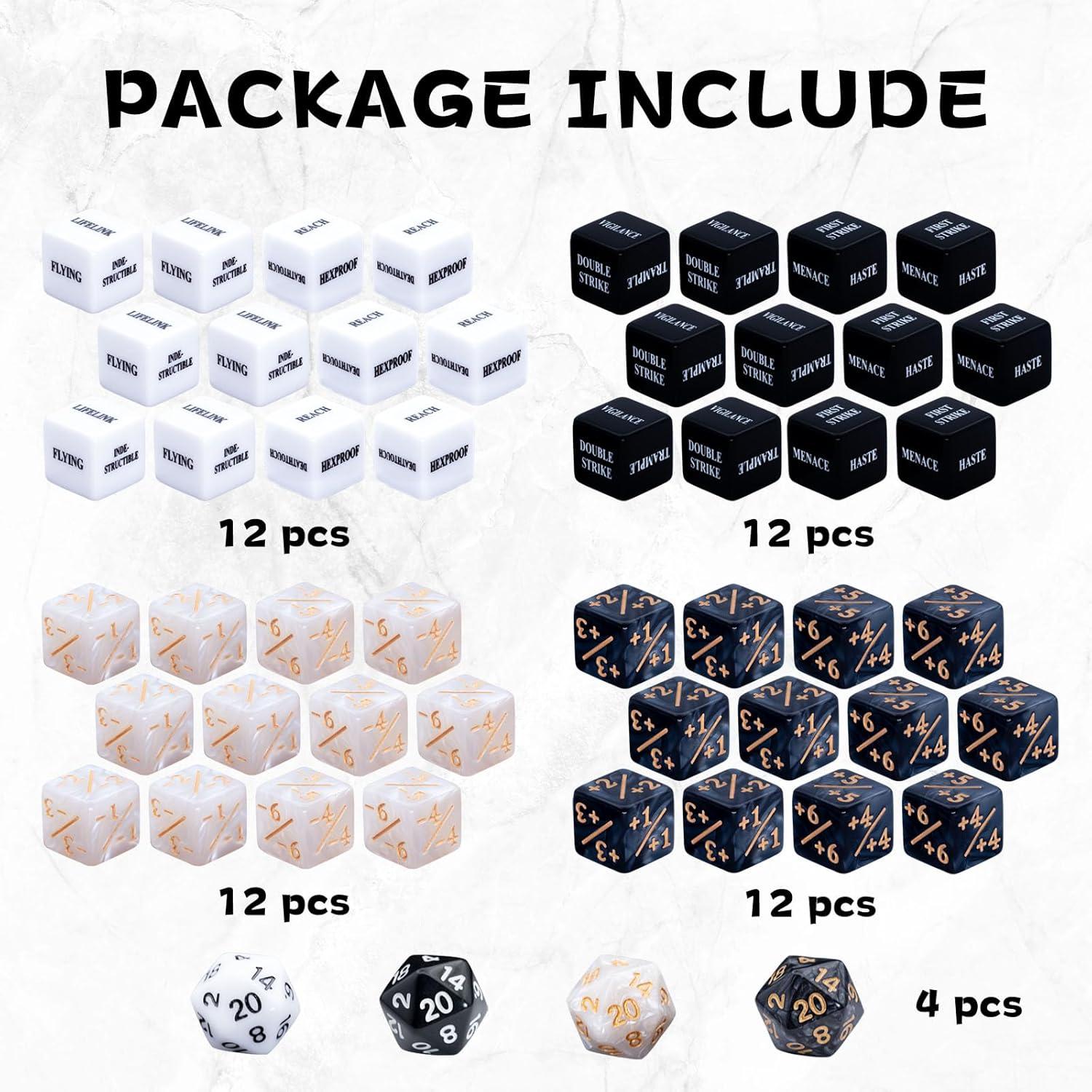 Juego de Dados MTG 52 Piezas con Contadores de Vida y D20