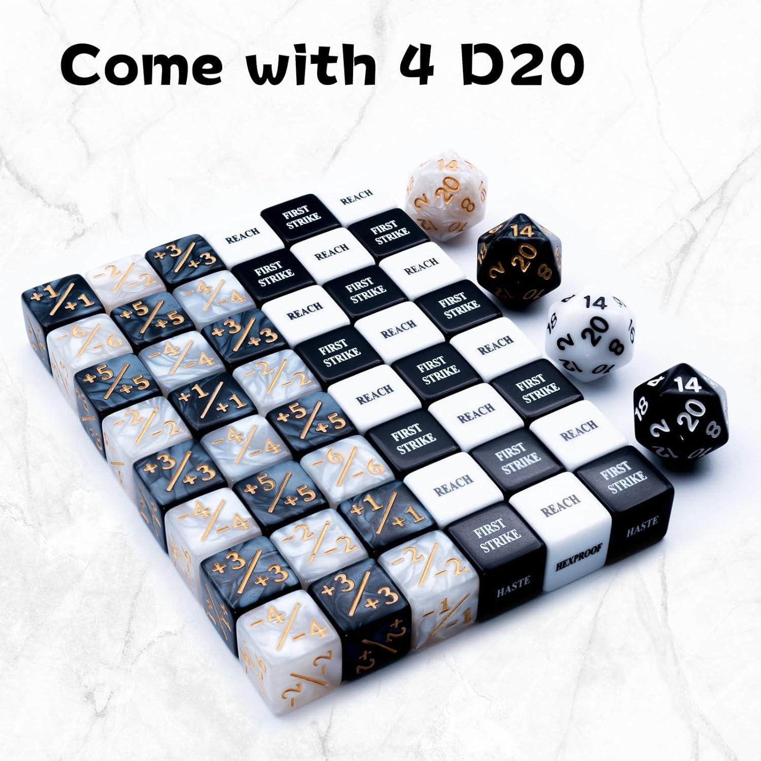 Juego de Dados MTG 52 Piezas con Contadores de Vida y D20