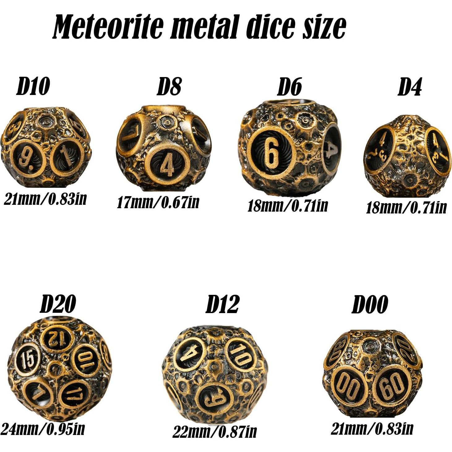 Juego de Dados D&D Unbeaten 7PCS Meteorito Metalicos