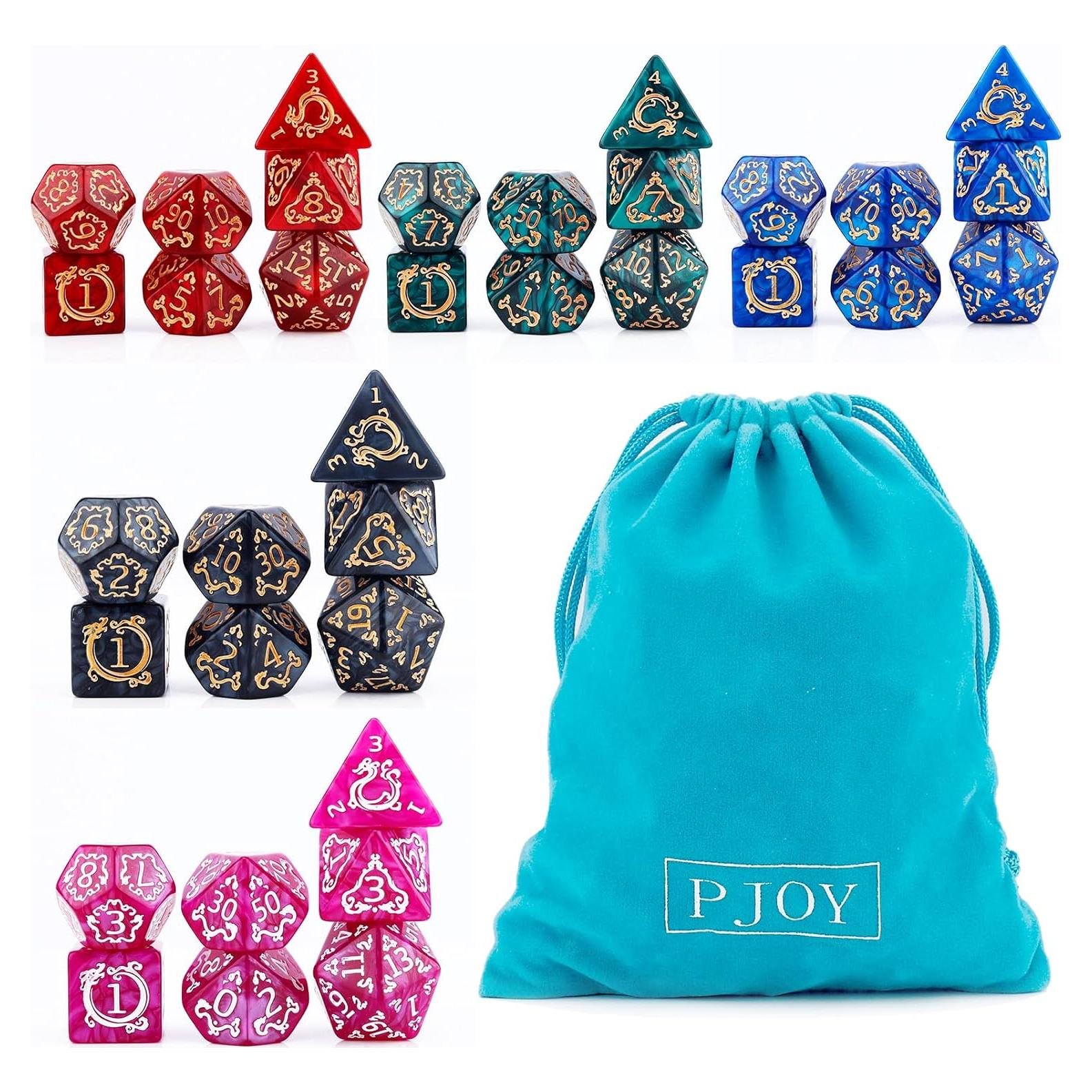 Conjunto de Dados Poliedricos PJOY DND 35pcs con Bolsa