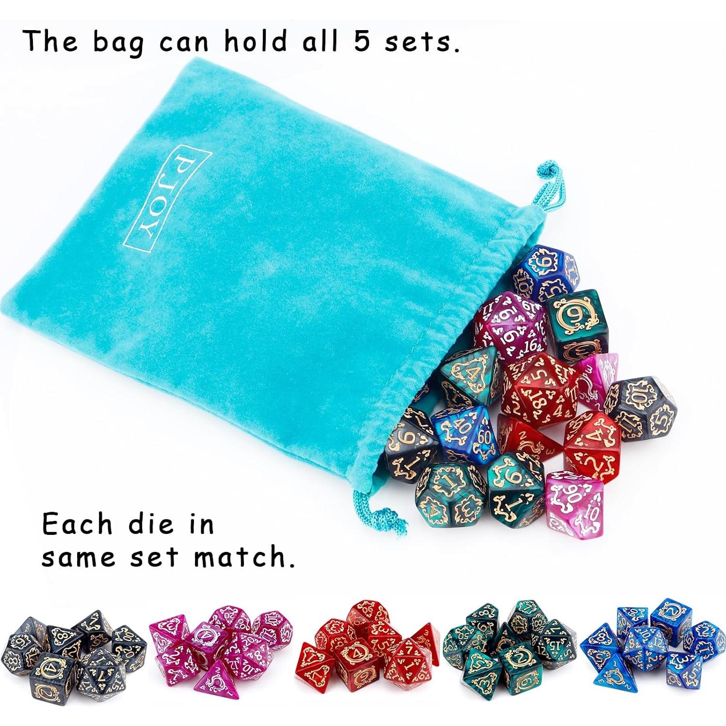 Conjunto de Dados Poliedricos PJOY DND 35pcs con Bolsa