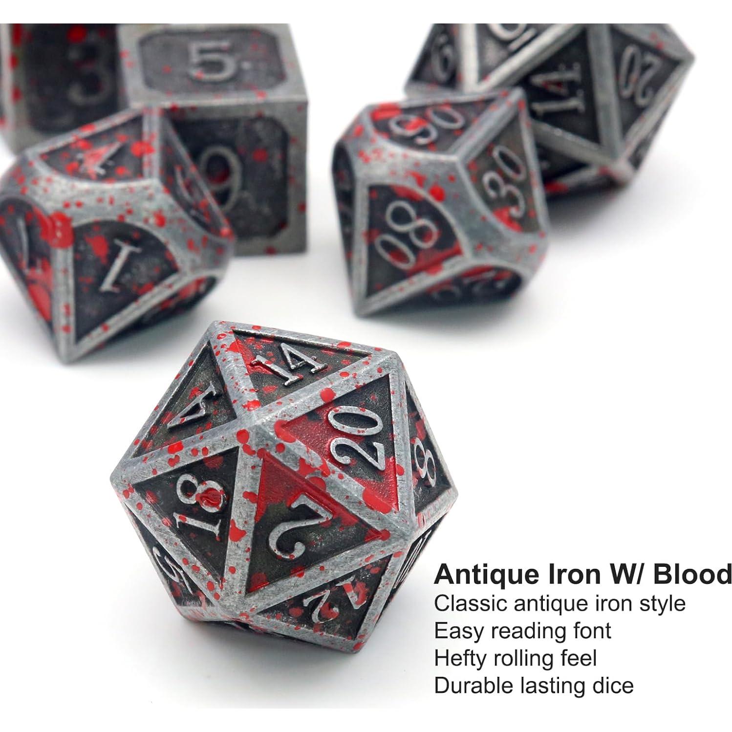 Set de Dados de Metal Antiguo Haxtec 11PCS D&D 5e