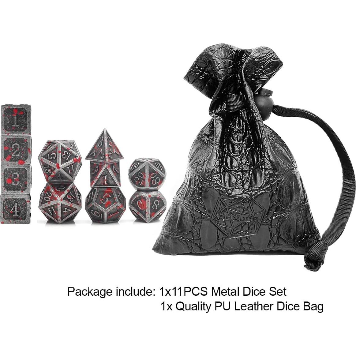 Set de Dados de Metal Antiguo Haxtec 11PCS D&D 5e