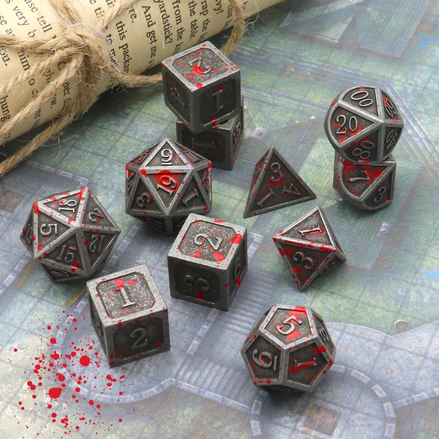 Set de Dados de Metal Antiguo Haxtec 11PCS D&D 5e