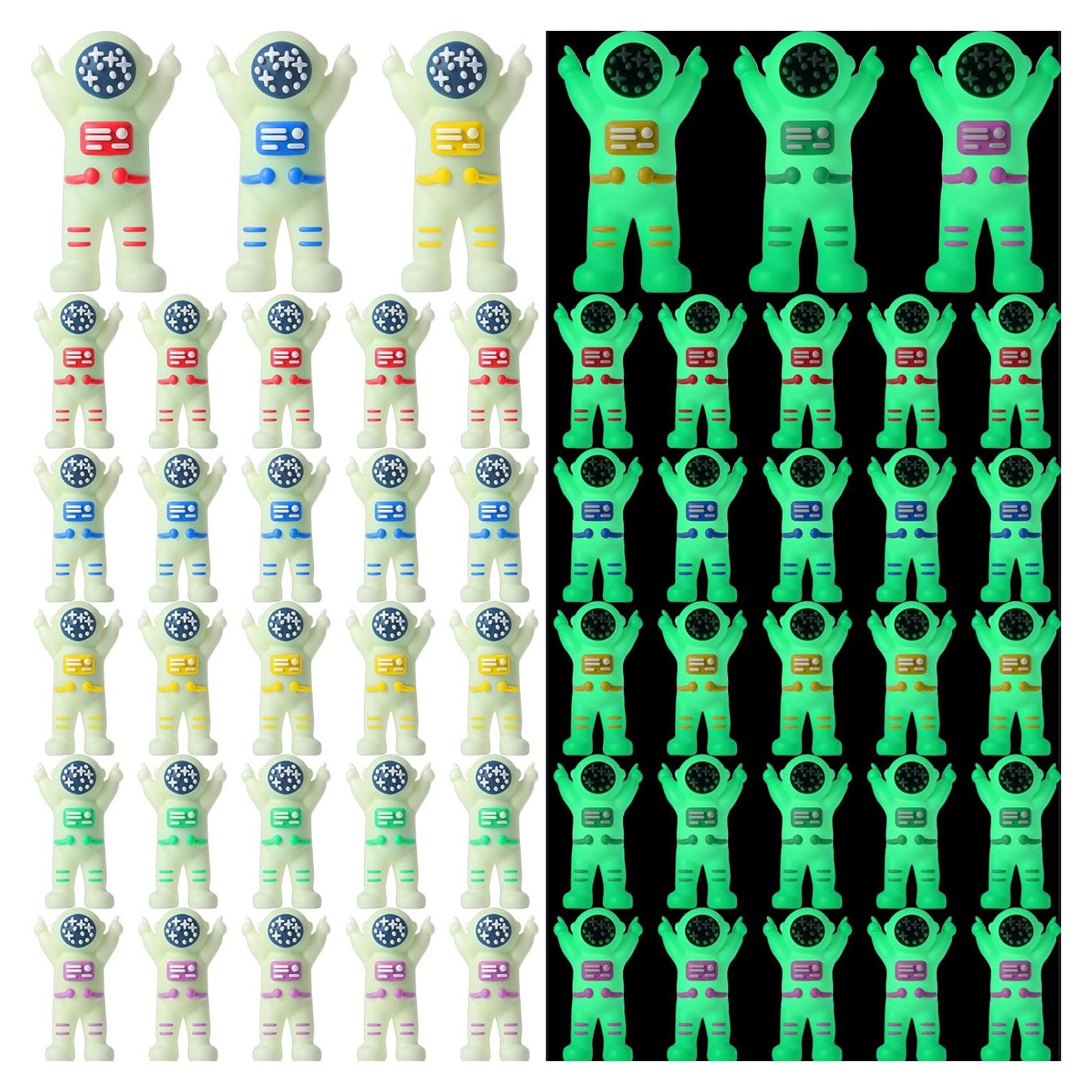 50 Mini Figuras de Astronautas Brillantes para Fiesta Espacial