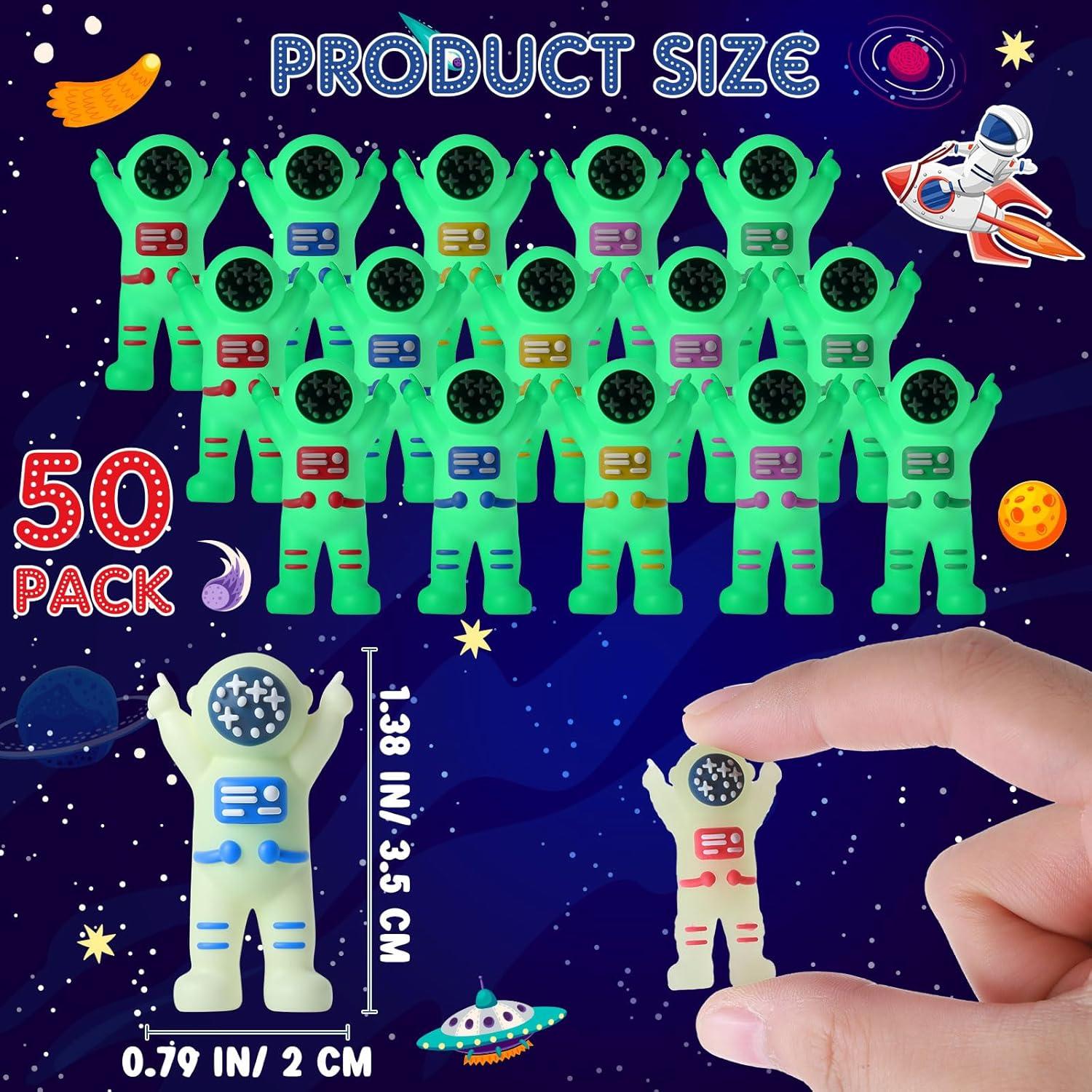 50 Mini Figuras de Astronautas Brillantes para Fiesta Espacial