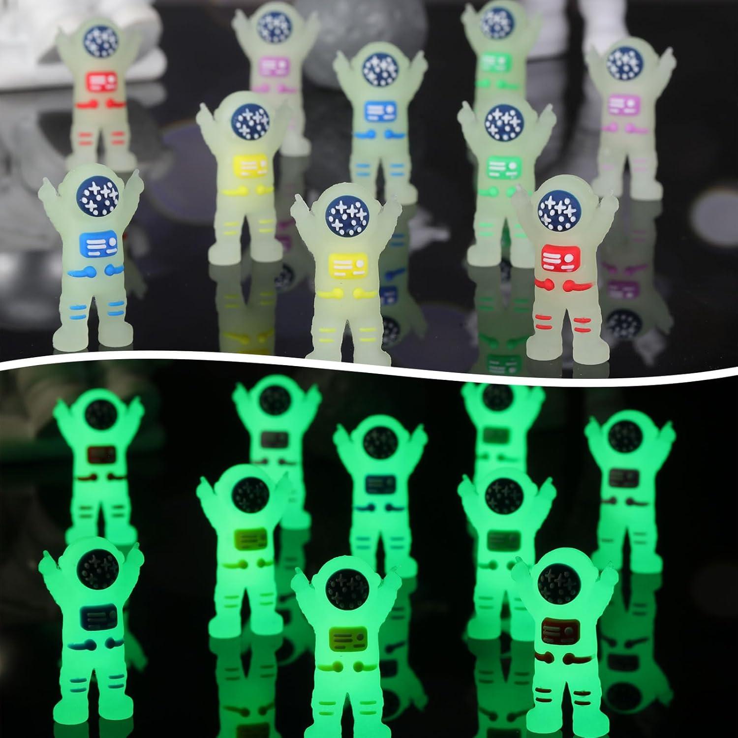 50 Mini Figuras de Astronautas Brillantes para Fiesta Espacial
