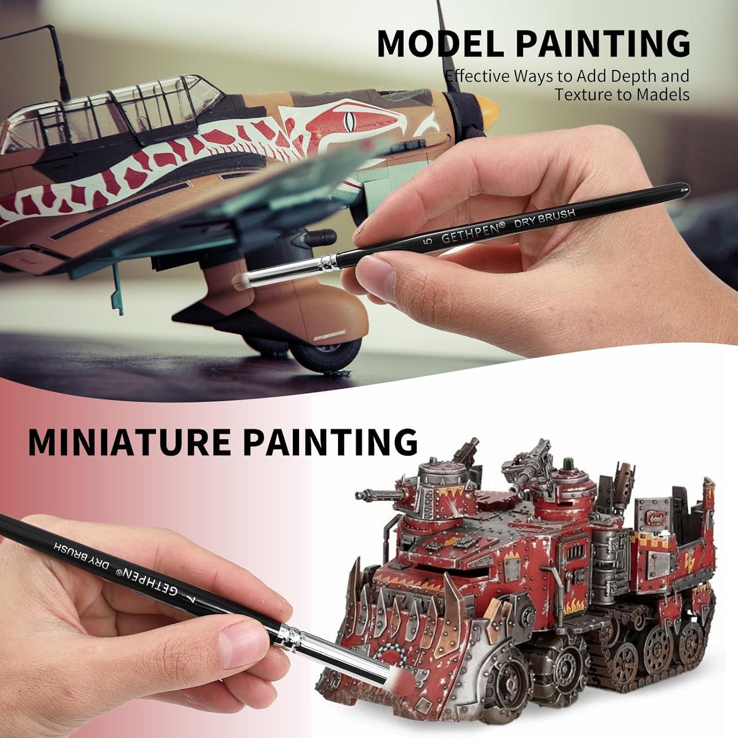 Set de 5 Pinceles Secos GETHPEN para Pintura en Miniatura