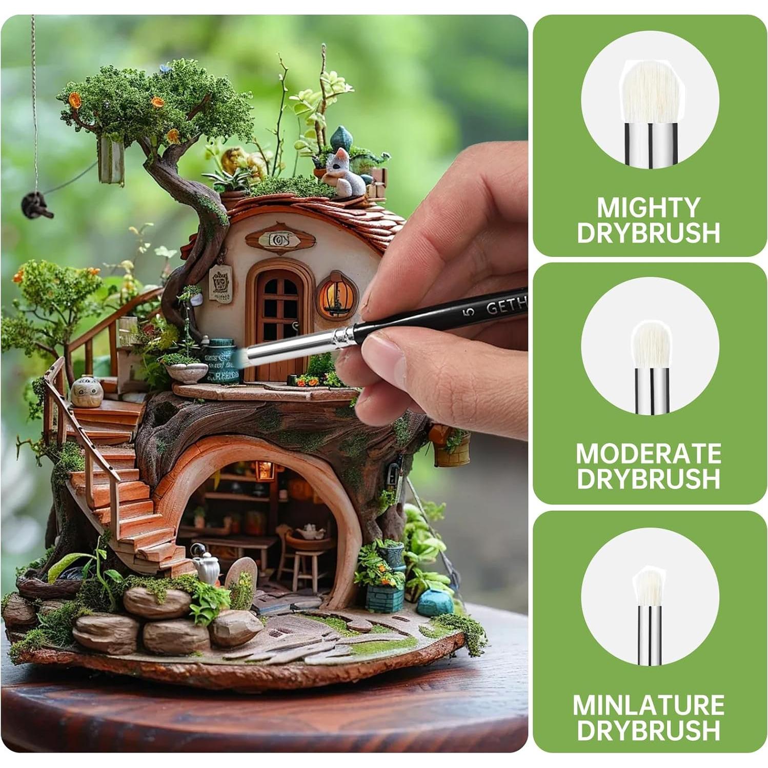 Set de 5 Pinceles Secos GETHPEN para Pintura en Miniatura