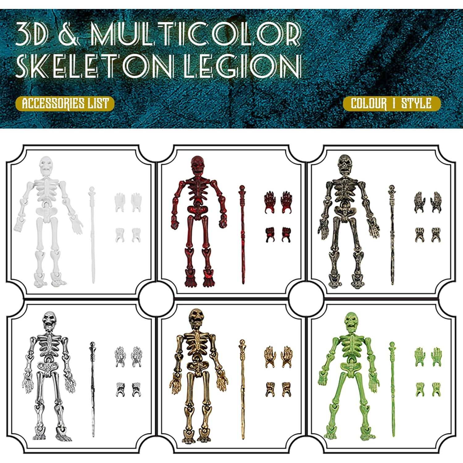 Paquete de 6 Figuras de Acción T13 Esqueletos Halloween 13 cm