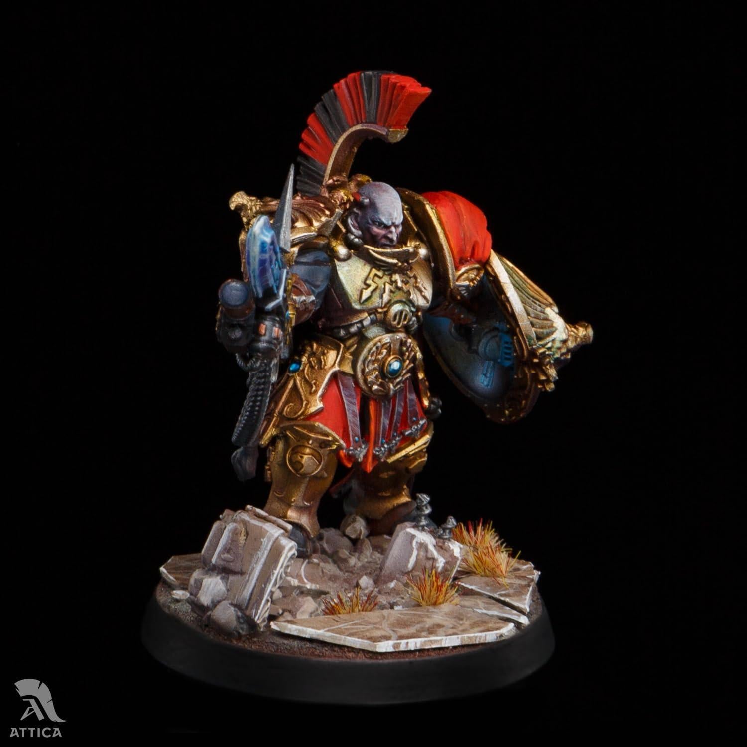 Capitán de Escudo Adeptus Custodes Miniatura Pintada a Mano