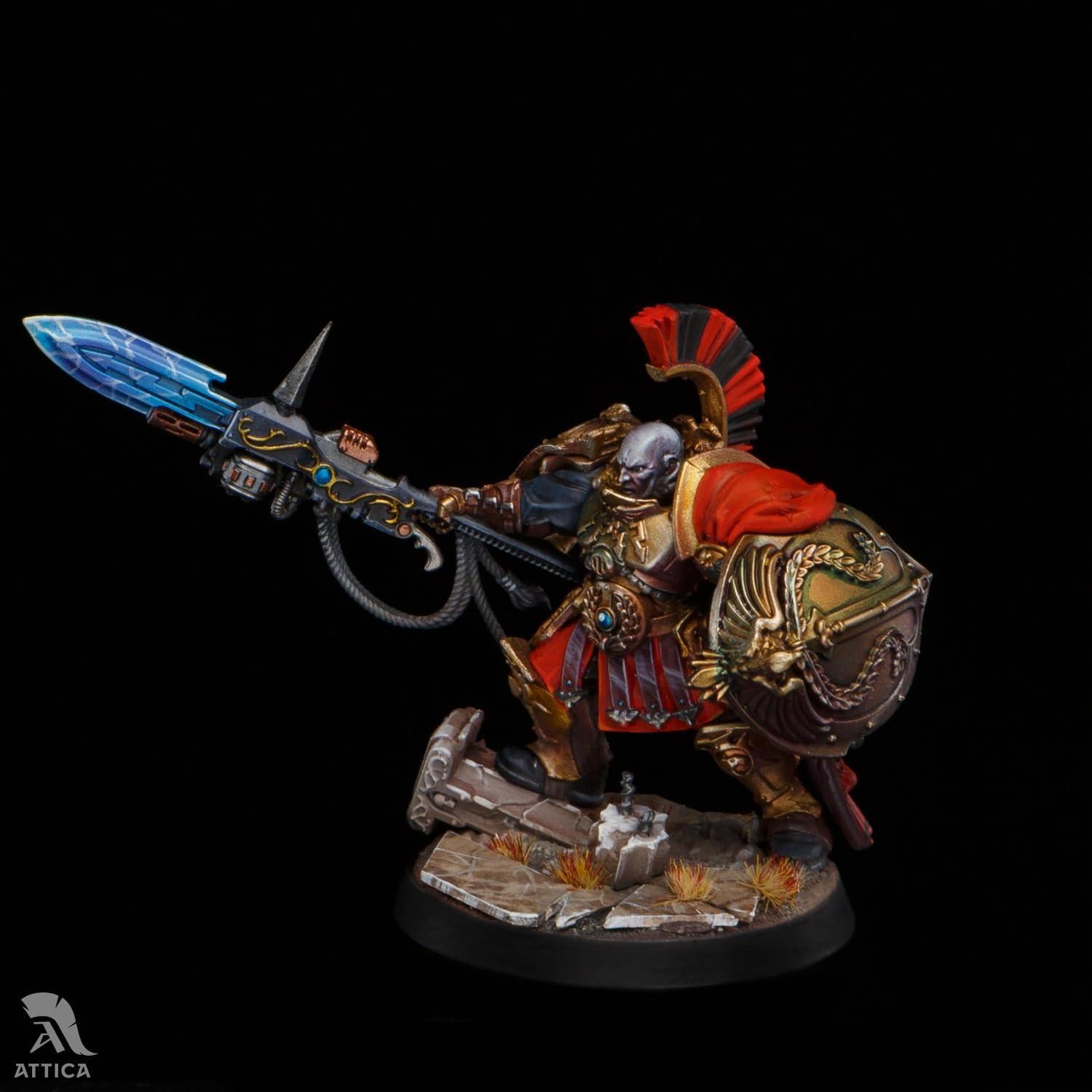 Capitán de Escudo Adeptus Custodes Miniatura Pintada a Mano