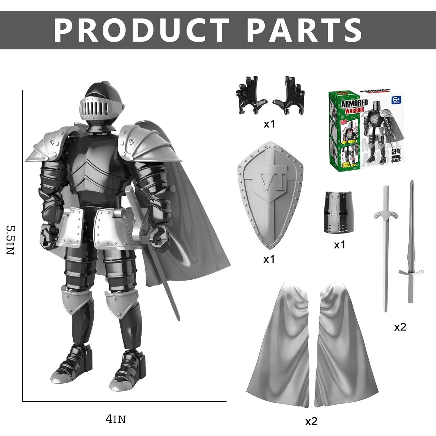 Figura de Acción Caballero Medieval ChainnForces 14cm Negro