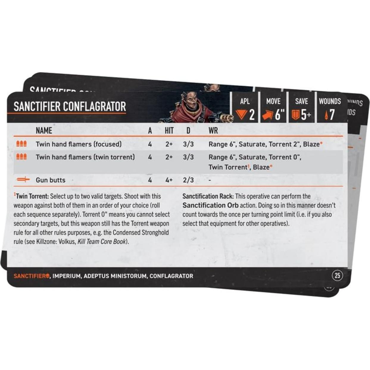 Tarjetas de Datos Santificadores Warhammer 40k Kill Team - 37 Piezas