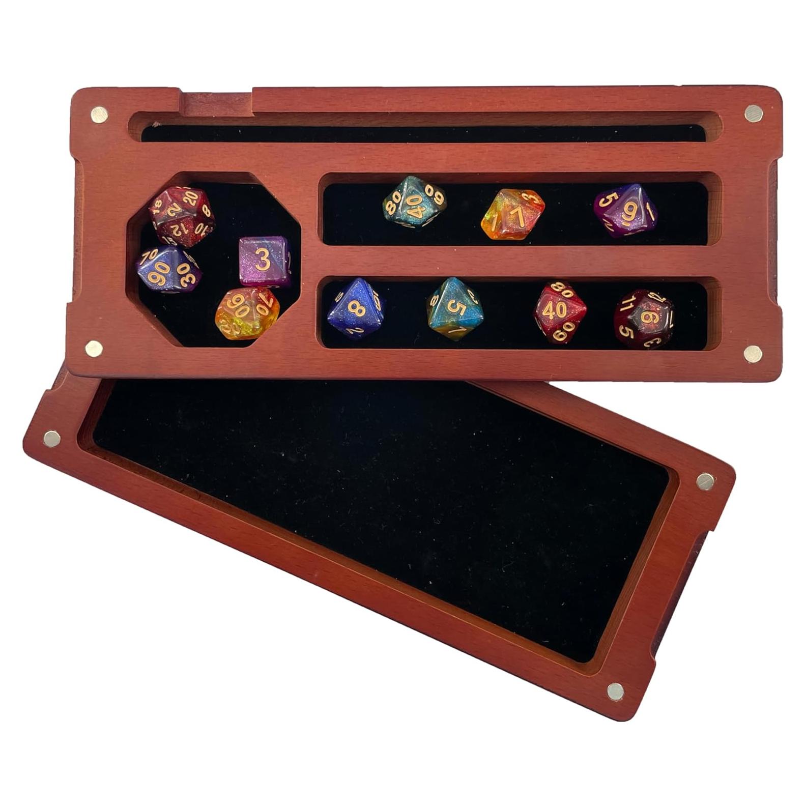 Caja de Dados de Madera Hunmor 24.1x10.2 cm con Tapa Magnética