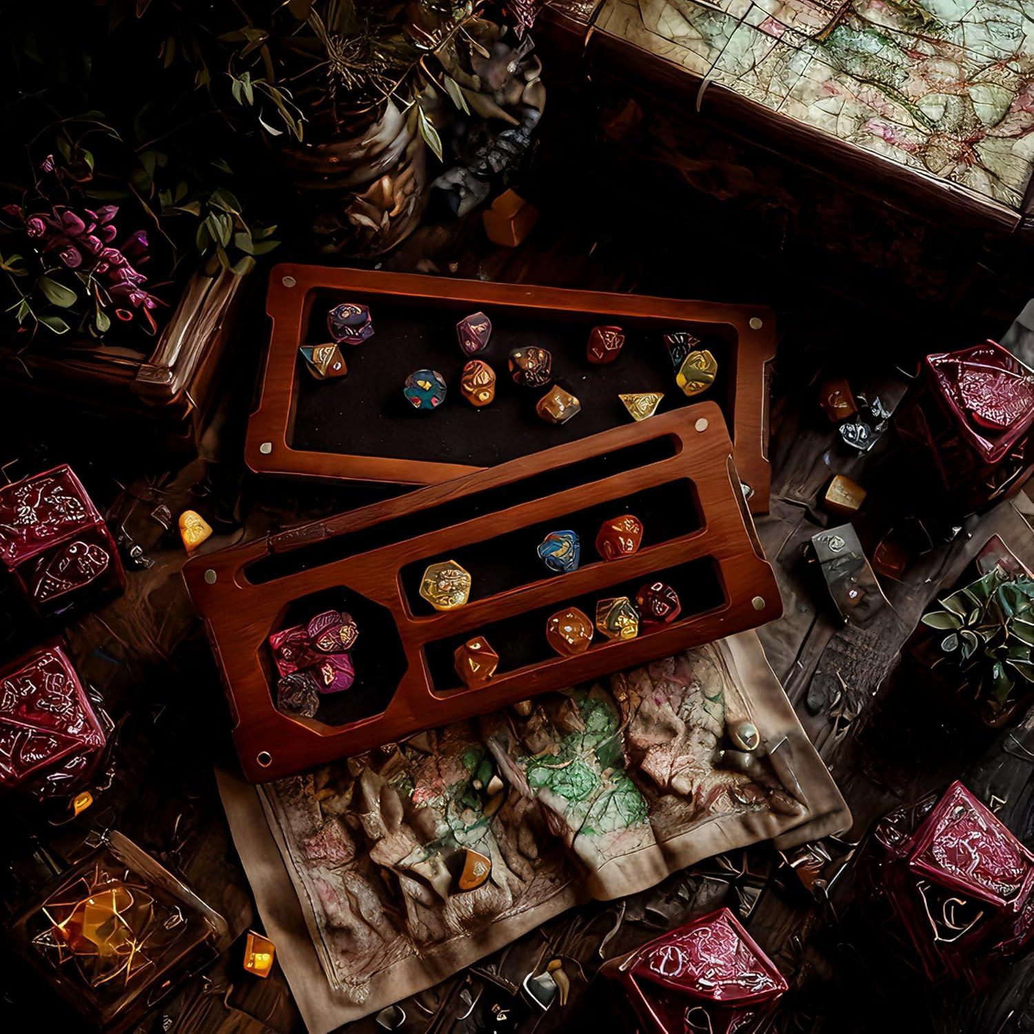 Caja de Dados de Madera Hunmor 24.1x10.2 cm con Tapa Magnética