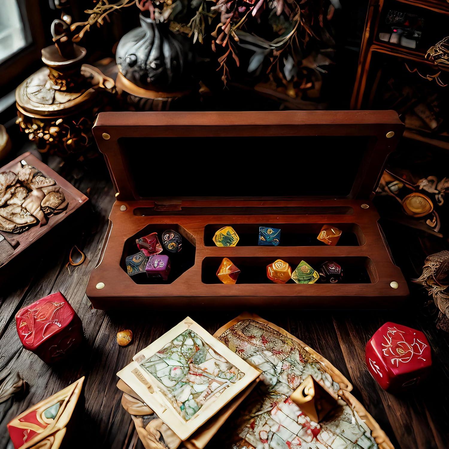 Caja de Dados de Madera Hunmor 24.1x10.2 cm con Tapa Magnética