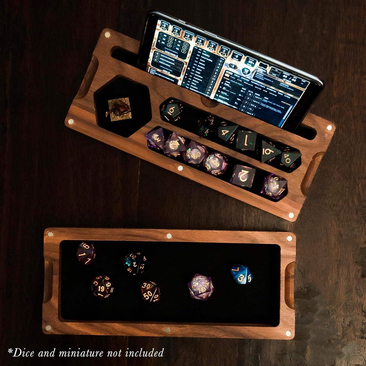 Bandeja de Dados de Madera First Reign Nuez Negra 2 Compartimentos