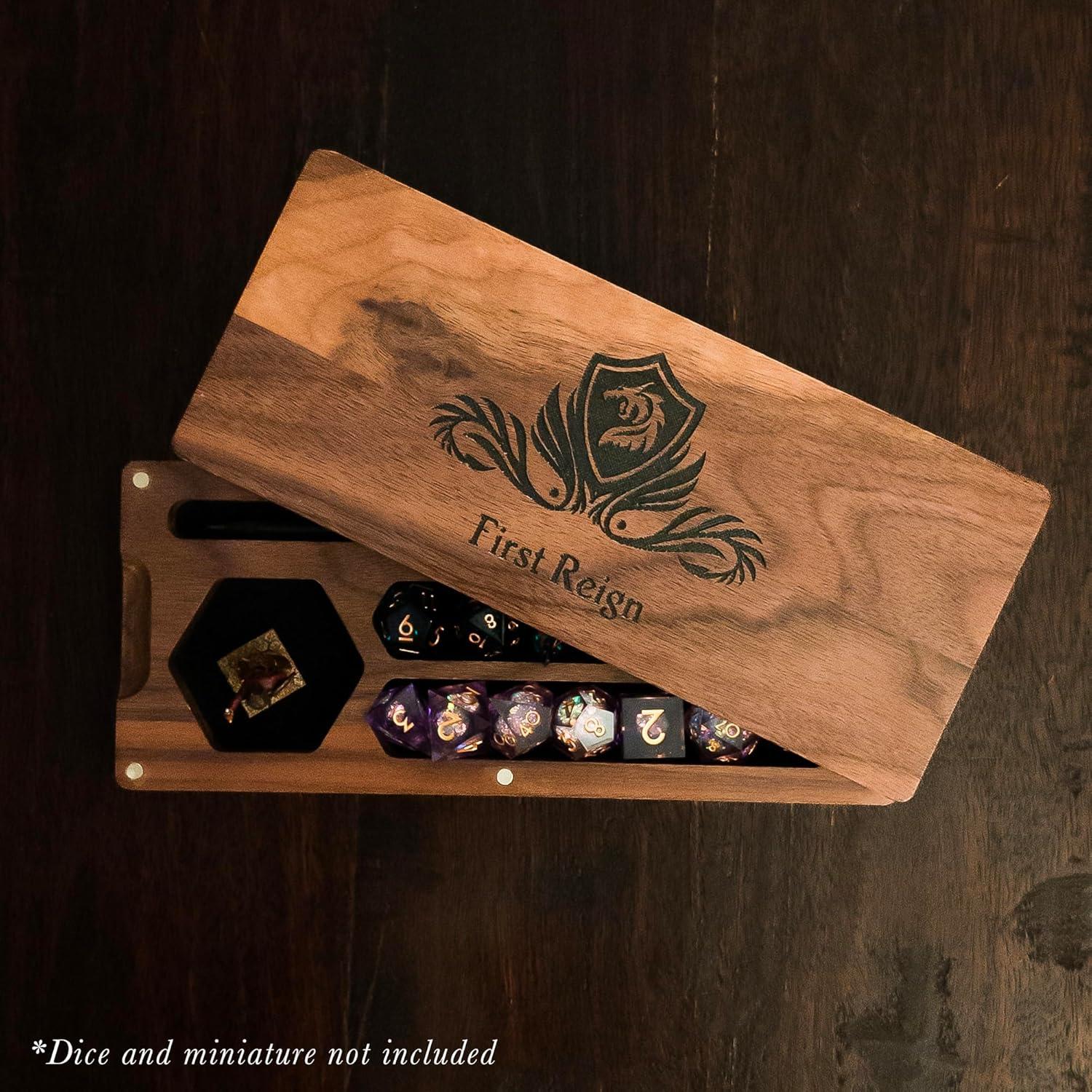 Bandeja de Dados de Madera First Reign Nuez Negra 2 Compartimentos