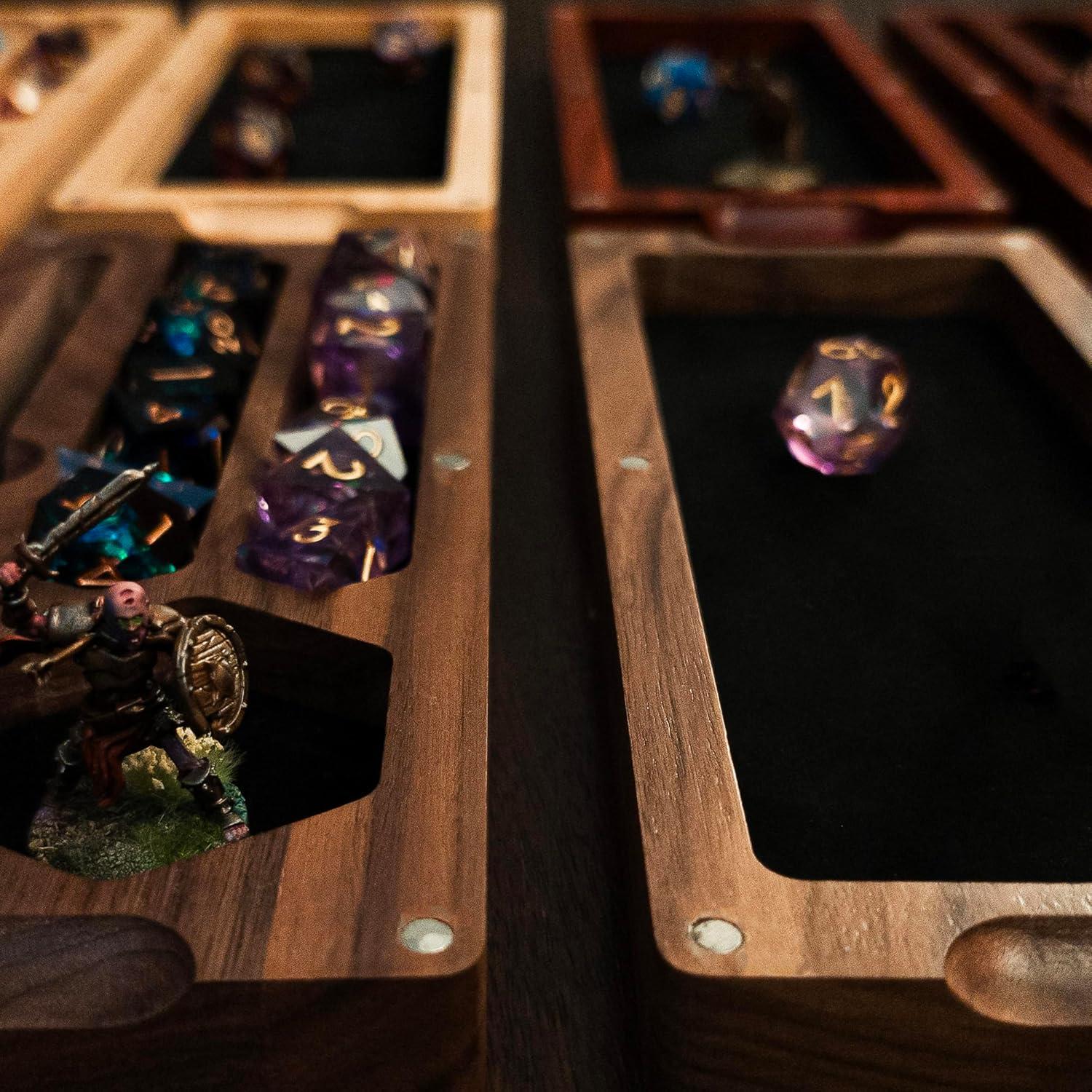 Bandeja de Dados de Madera First Reign Nuez Negra 2 Compartimentos