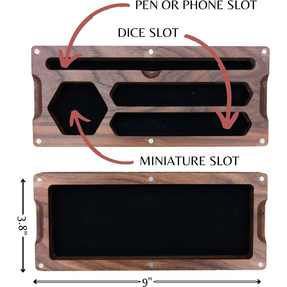 Bandeja de Dados de Madera First Reign Nuez Negra 2 Compartimentos