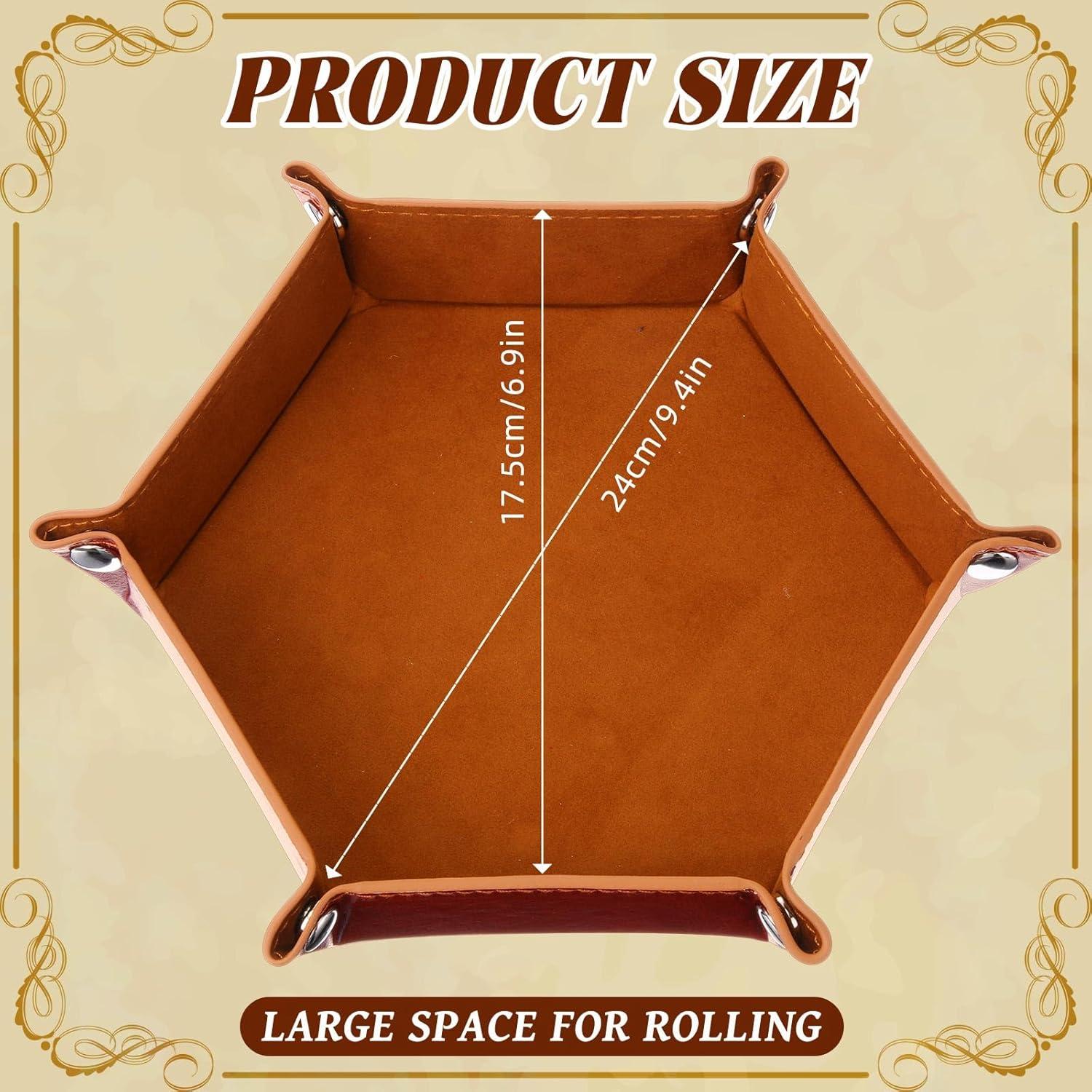 Paquete de 12 Bandejas de Dados Plegables RoundFunny - Cuero PU Marrón