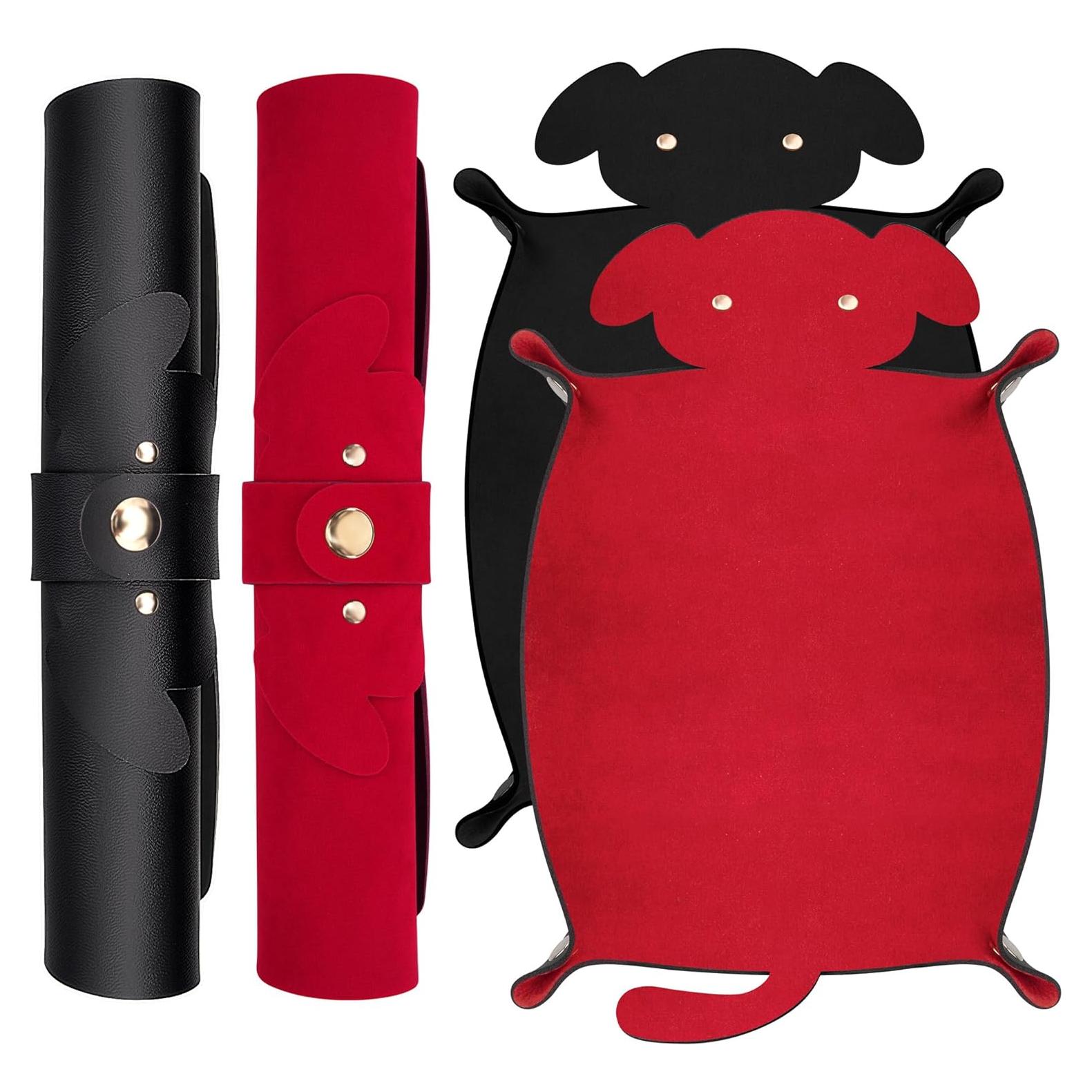 Bandeja de Dados para Perros SIQUK 2 Piezas Plegables Negro Rojo