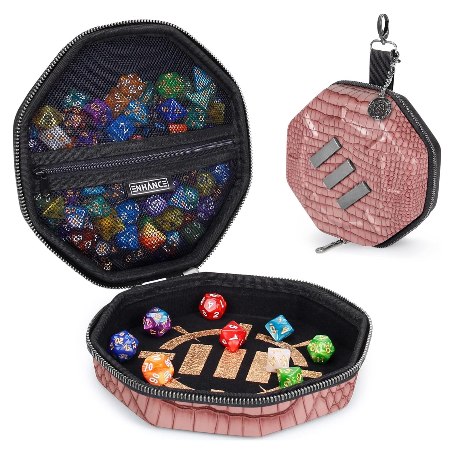 Bandeja y Estuche de Dados DnD ENHANCE Dragón Rosa 150 Dados