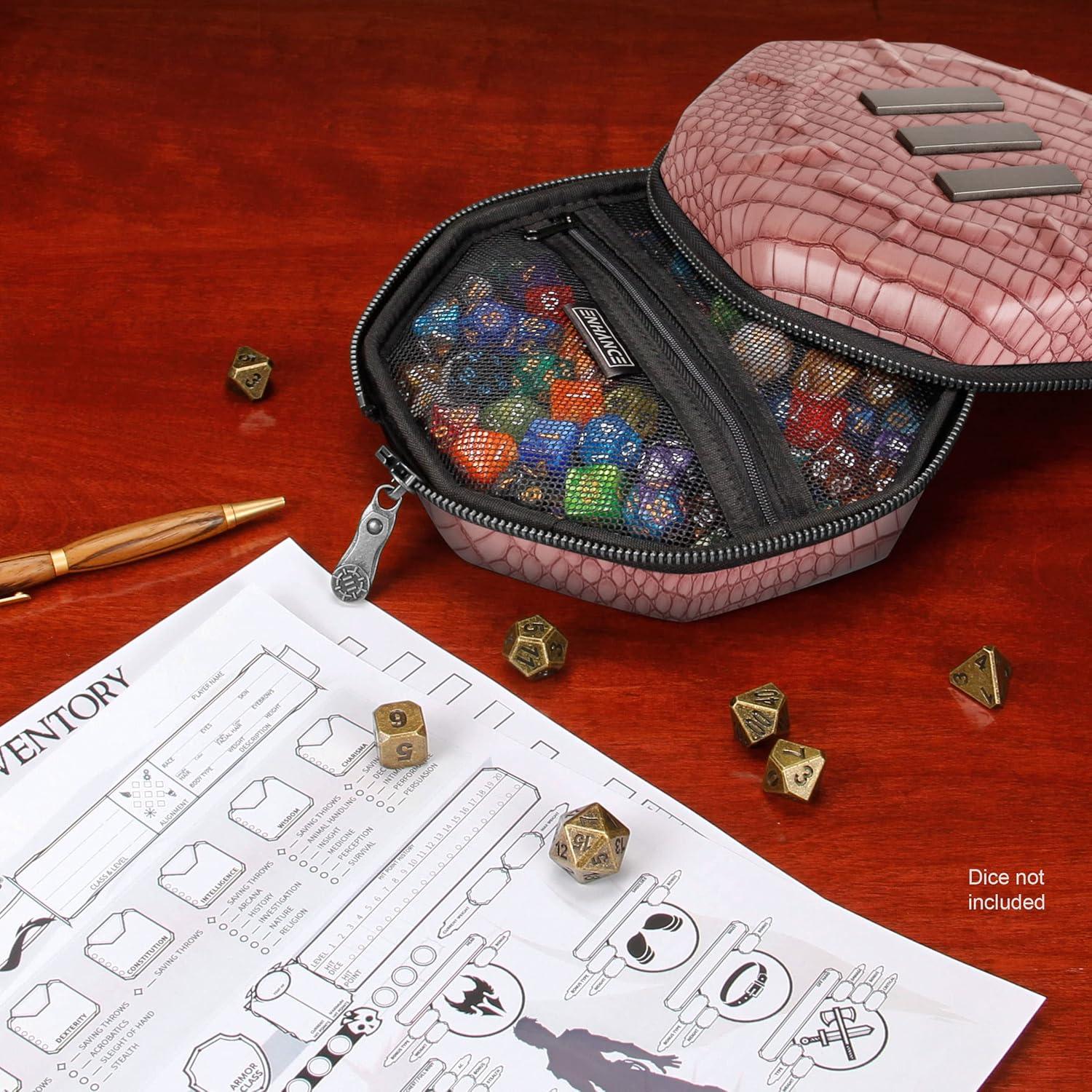 Bandeja y Estuche de Dados DnD ENHANCE Dragón Rosa 150 Dados