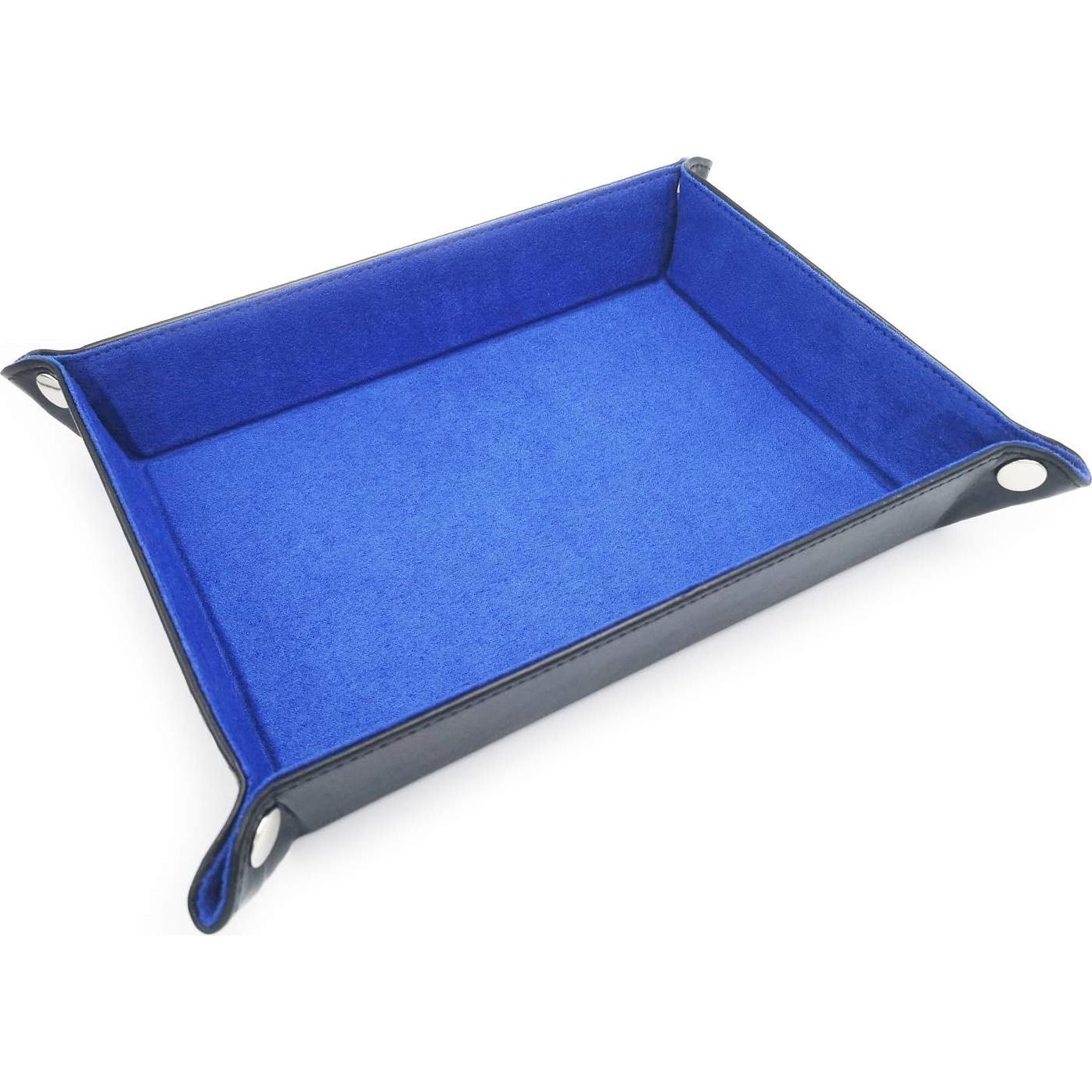 Bandeja Plegable para Dados Onwon de Cuero PU Azul 22.5x15cm