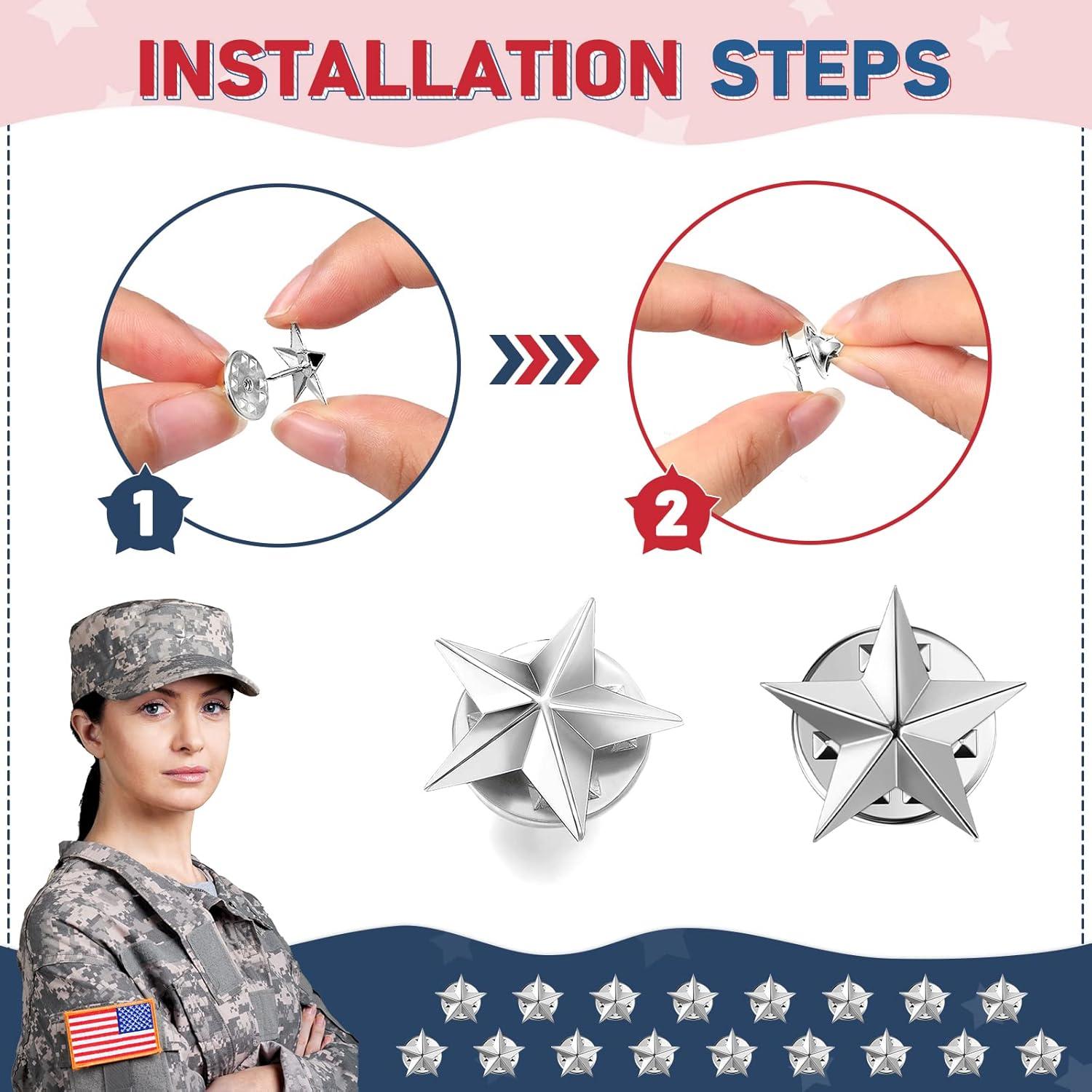 60 Pines de Solapa Estrella Plateados Kenning - Insignias para Mochilas