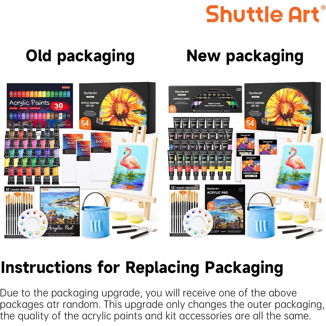 Conjunto de Pintura Acrílica Shuttle Art 54 Piezas 30 Colores