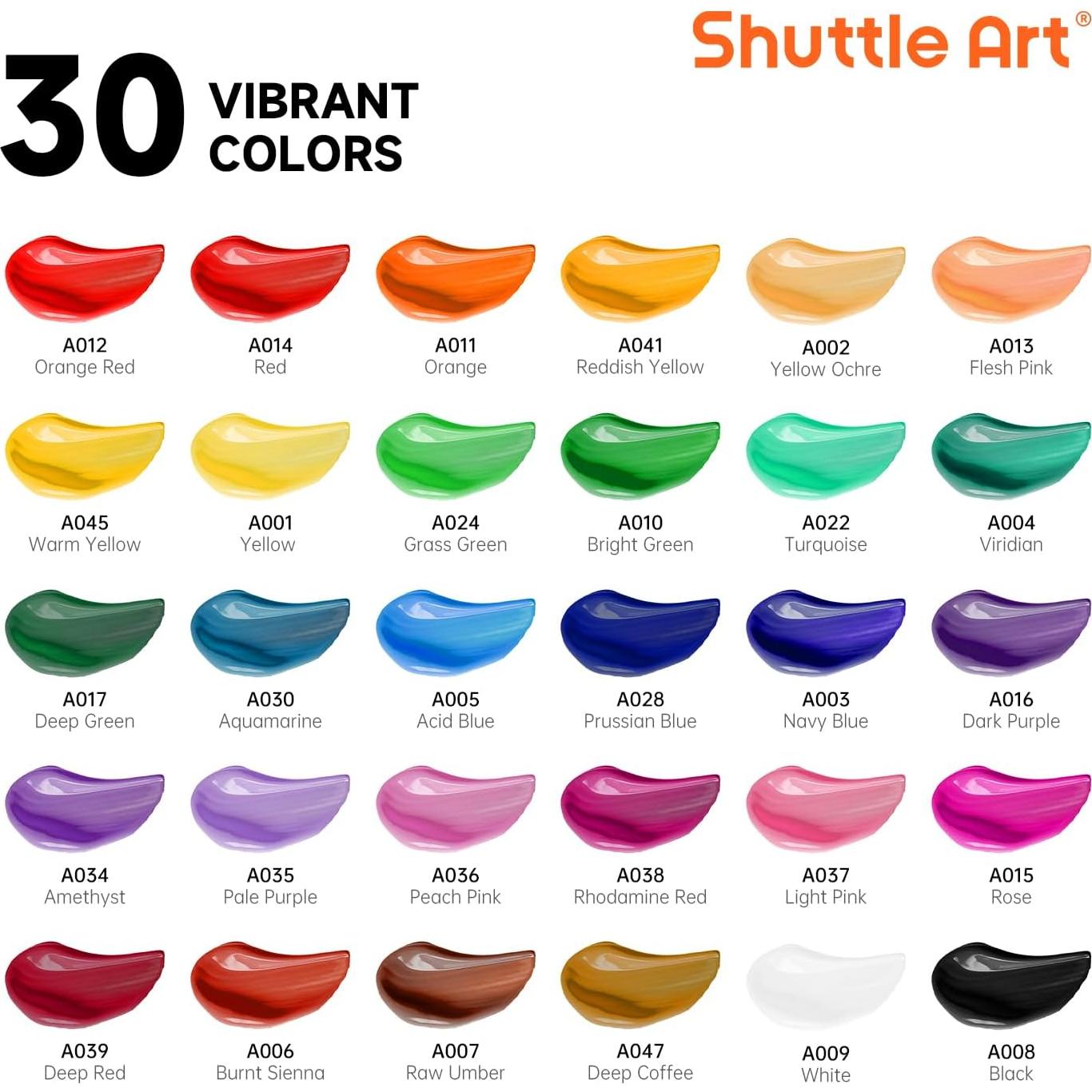 Conjunto de Pintura Acrílica Shuttle Art 54 Piezas 30 Colores