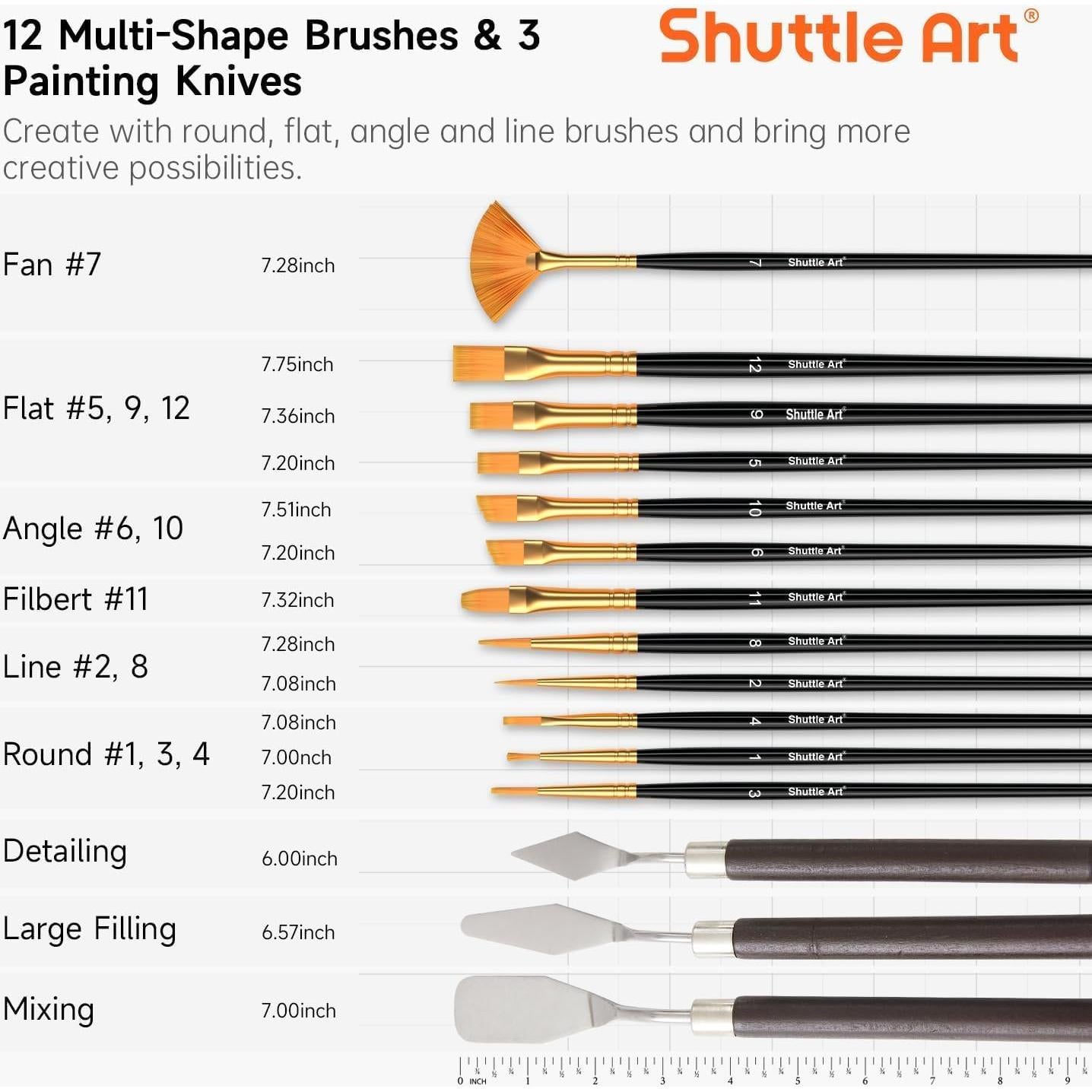 Conjunto de Pintura Acrílica Shuttle Art 54 Piezas 30 Colores