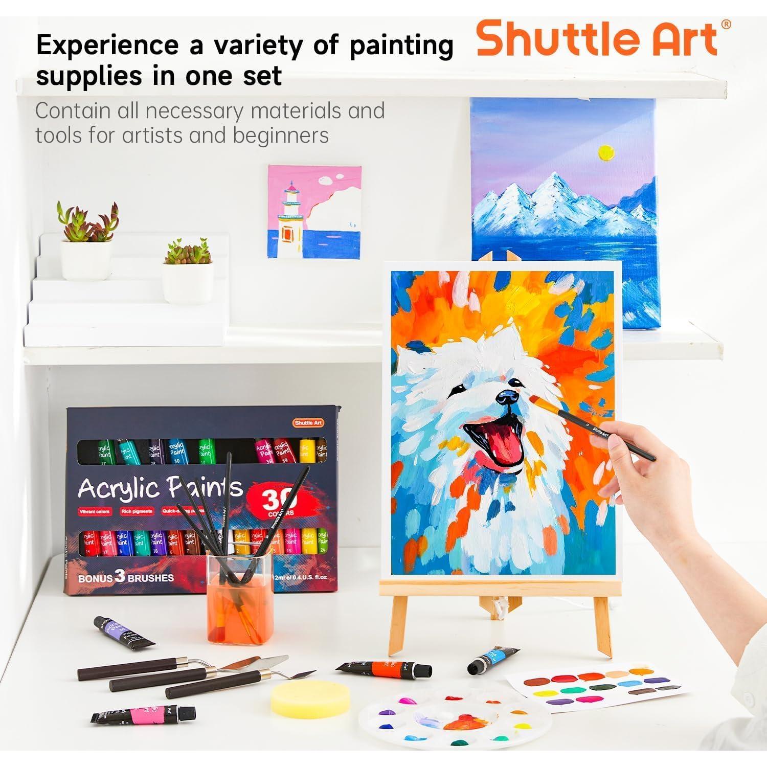 Conjunto de Pintura Acrílica Shuttle Art 54 Piezas 30 Colores