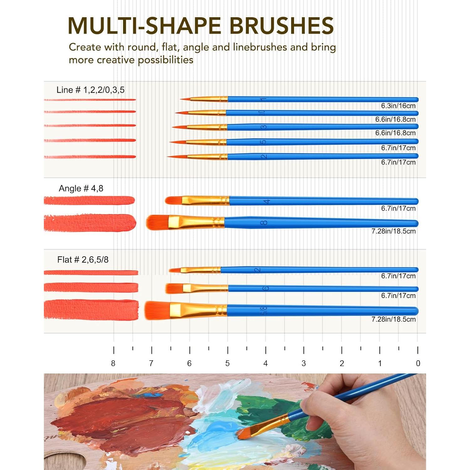 Juego de Pintura Acrílica Yeeart 50 Colores 60ml con Pinceles