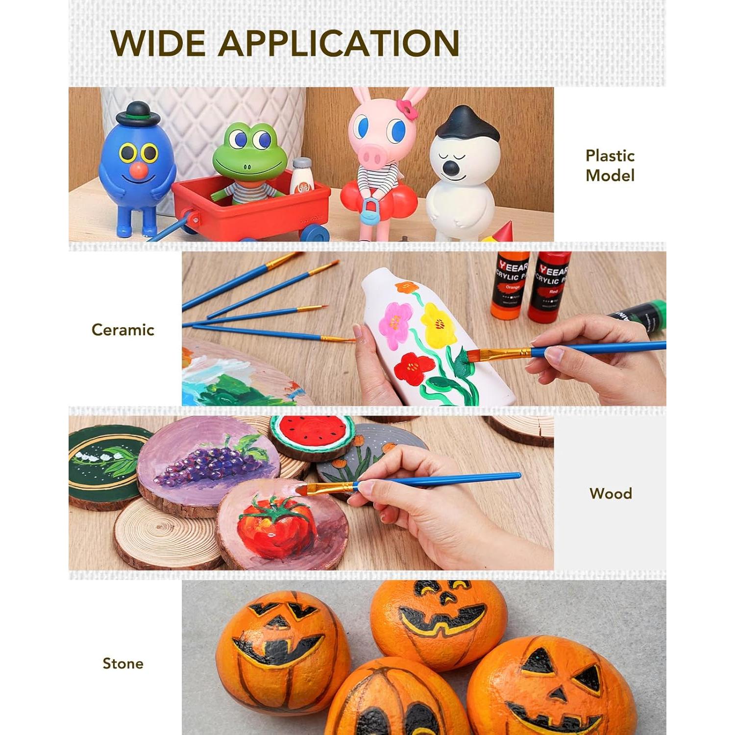 Juego de Pintura Acrílica Yeeart 50 Colores 60ml con Pinceles