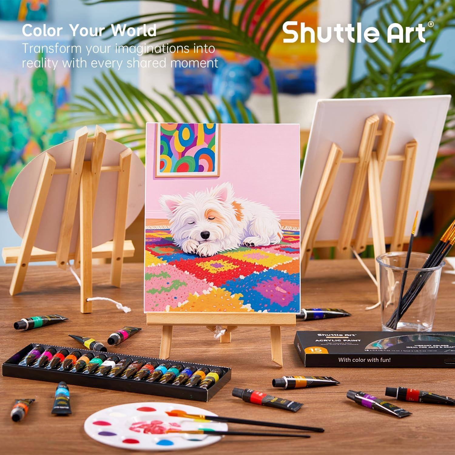 Juego de Pintura Acrílica Shuttle Art 87 Pack con Lienzos y Pinceles