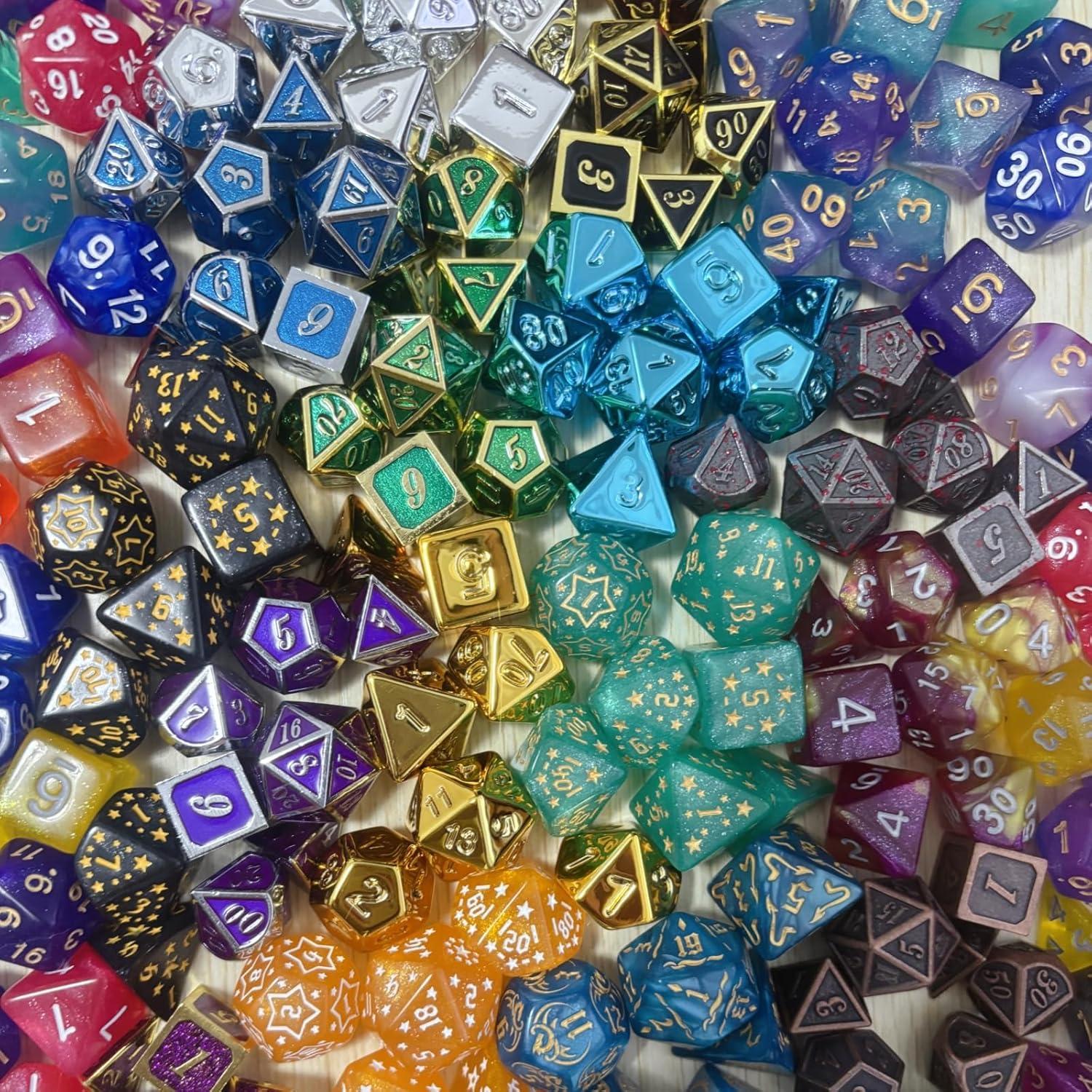 Conjunto de Dados Poliedricos UURM 7 Piezas con Bolsa y Tarjeta