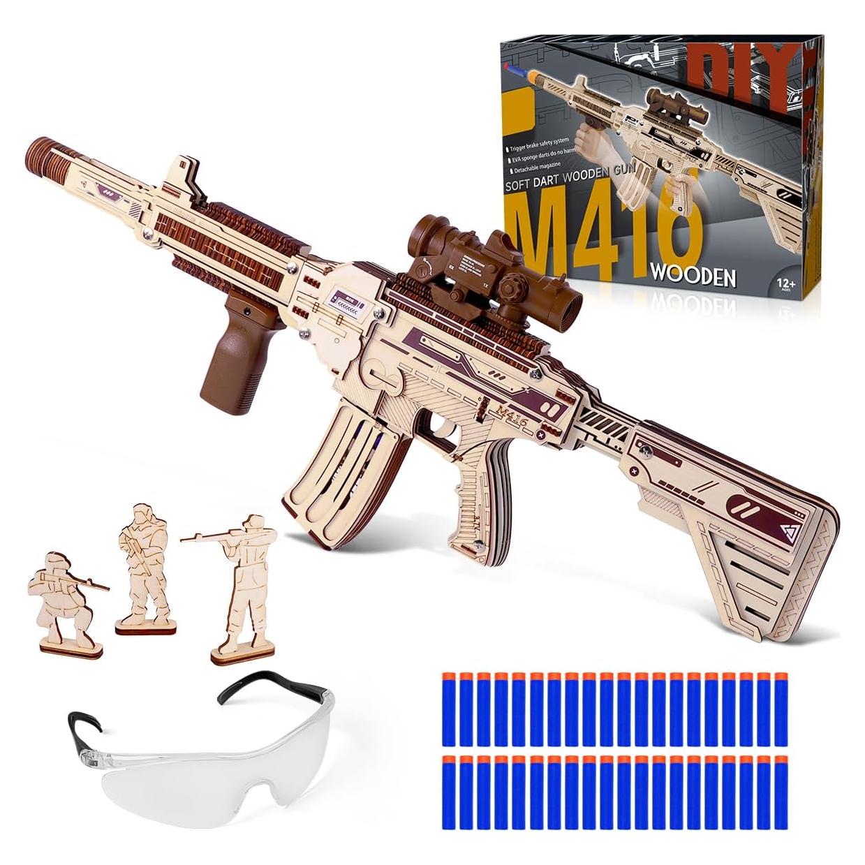 Rompecabezas 3D de Madera VATOS M416 con Dardos de Espuma