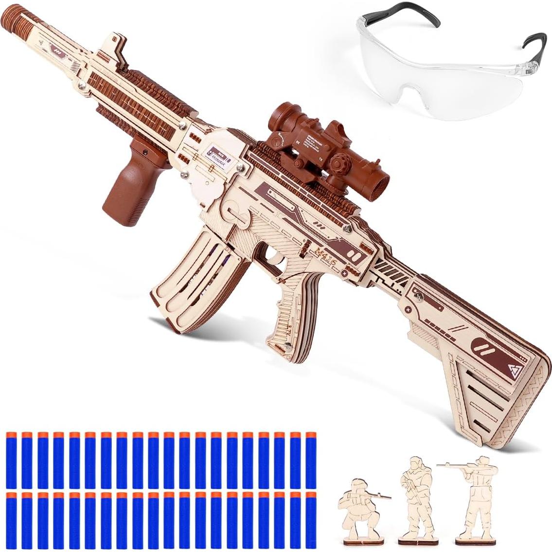 Rompecabezas 3D de Madera VATOS M416 con Dardos de Espuma