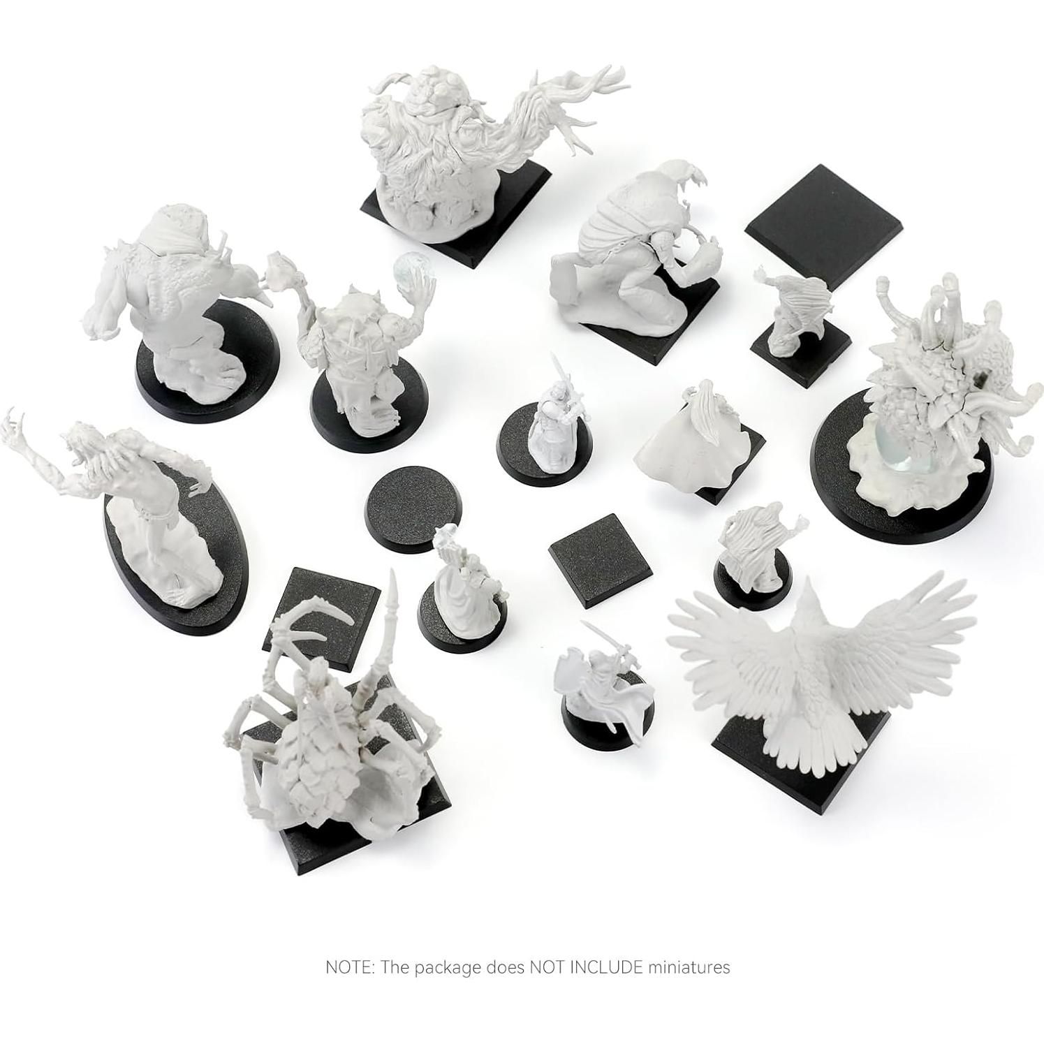 100PCS Bases de Miniatura Negras Cuadradas Redondas Ovaladas