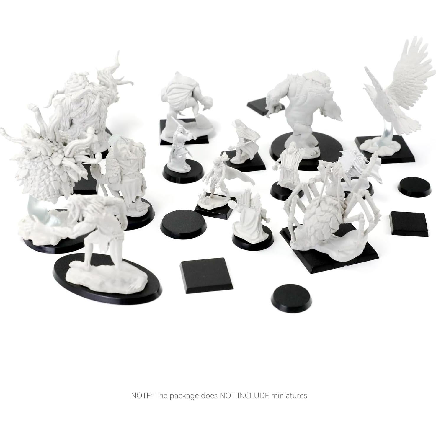 100PCS Bases de Miniatura Negras Cuadradas Redondas Ovaladas