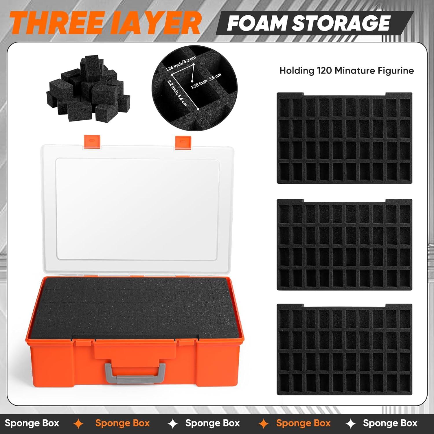Caja de Transporte para Miniaturas D&D MADCAT 120 Ranuras Naranja