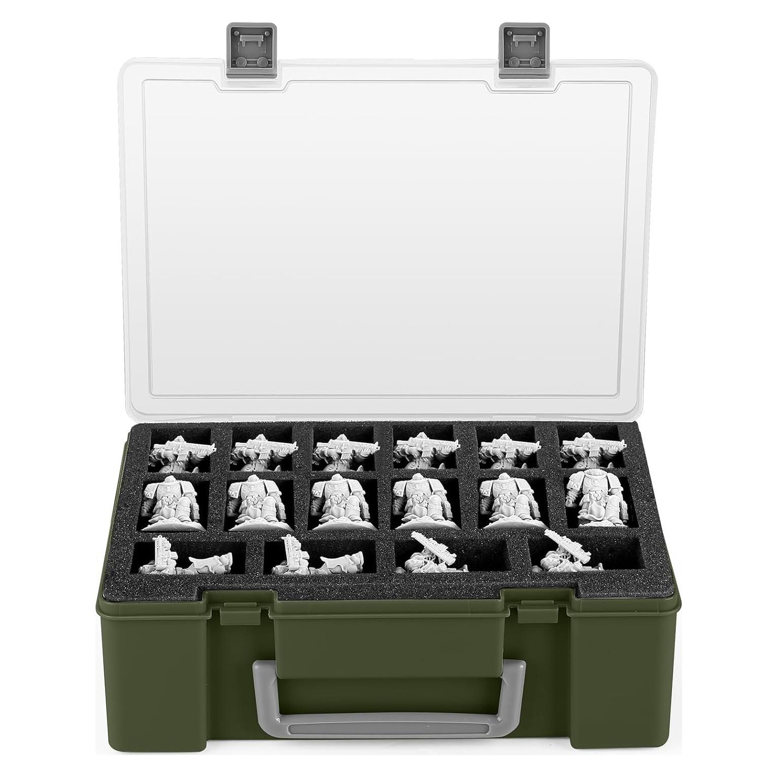 Caja de Transporte para Miniaturas MADCAT 32 Slots Espuma Verde