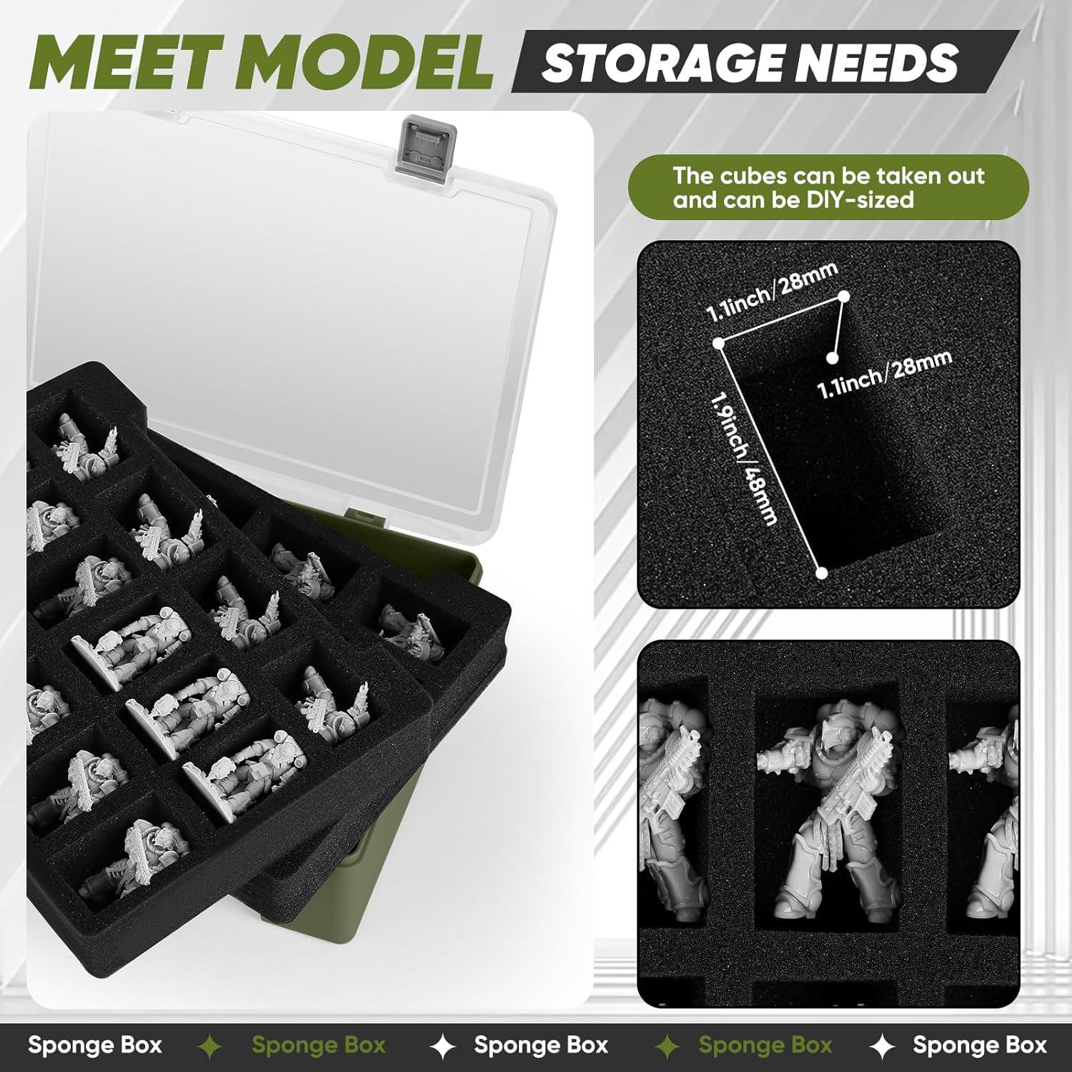 Caja de Transporte para Miniaturas MADCAT 32 Slots Espuma Verde