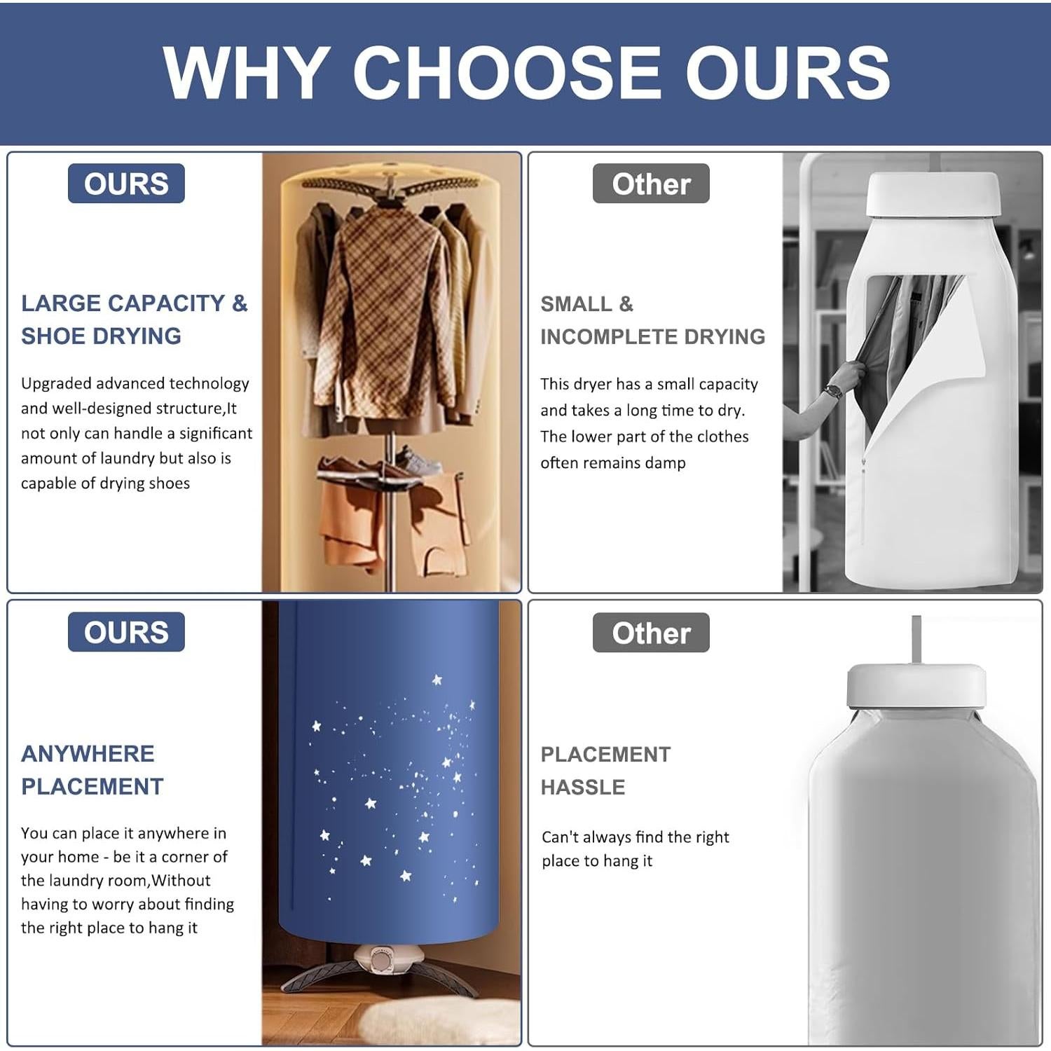 Secadora de Ropa Portátil Nekithia PYZ2231 900W Compacta