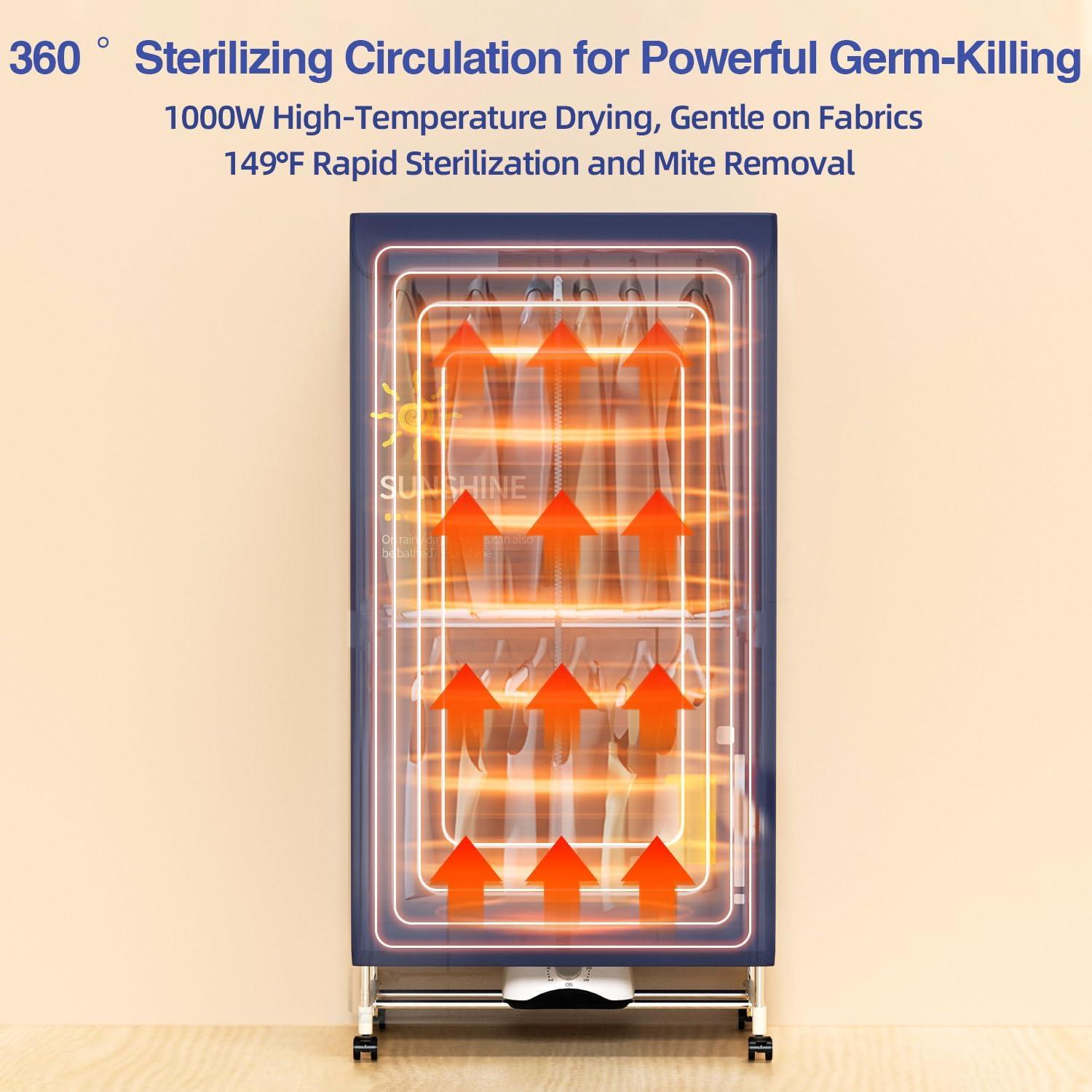 Secadora de Ropa Portátil PTALSEAW JY01-19-1 1000W 15kg