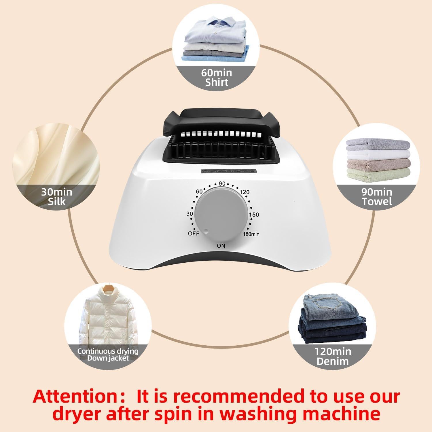 Secadora de Ropa Portátil PTALSEAW JY01-19-1 1000W 15kg