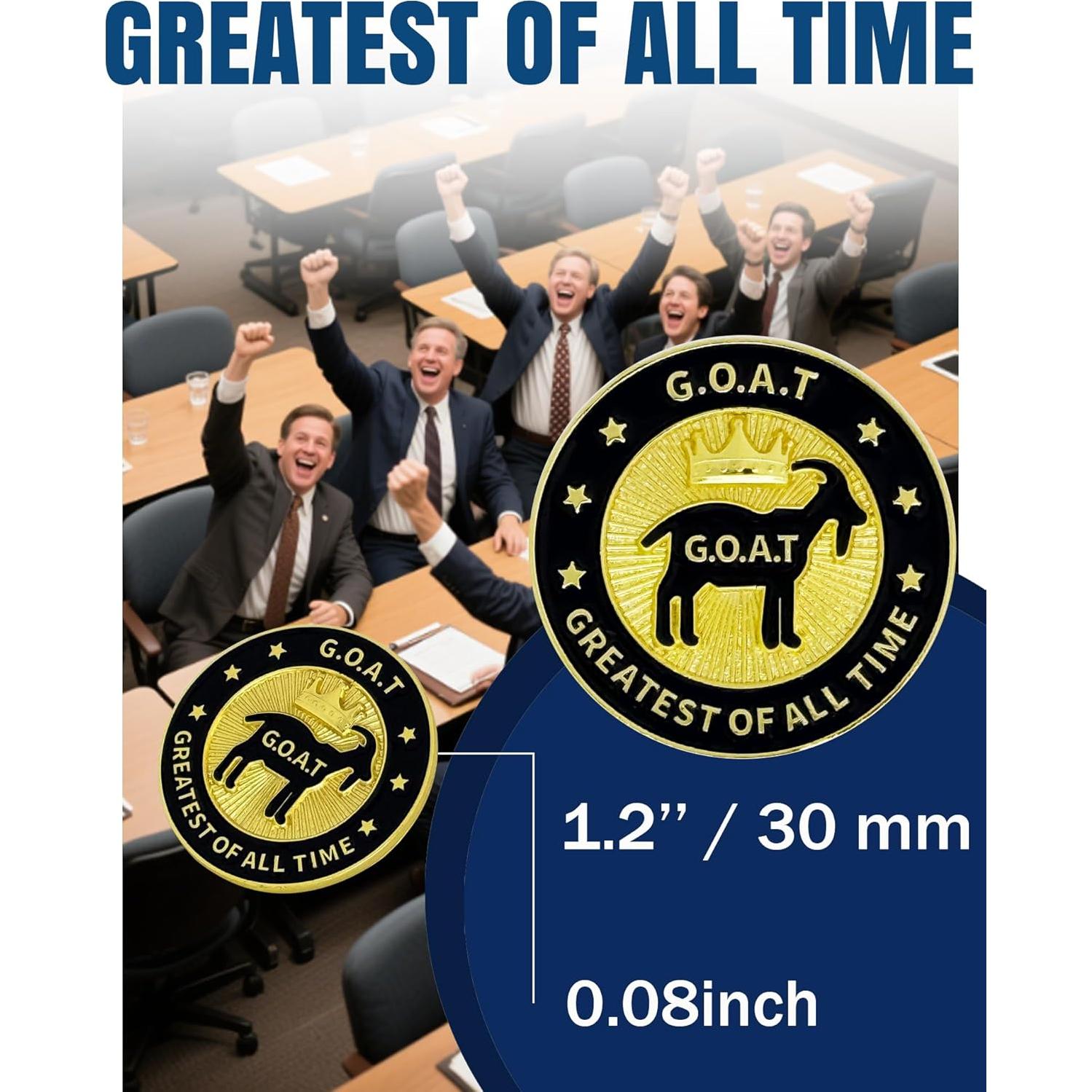 Paquete de 24 Pines de Solapa Trofeo Cabra G.O.A.T 30mm